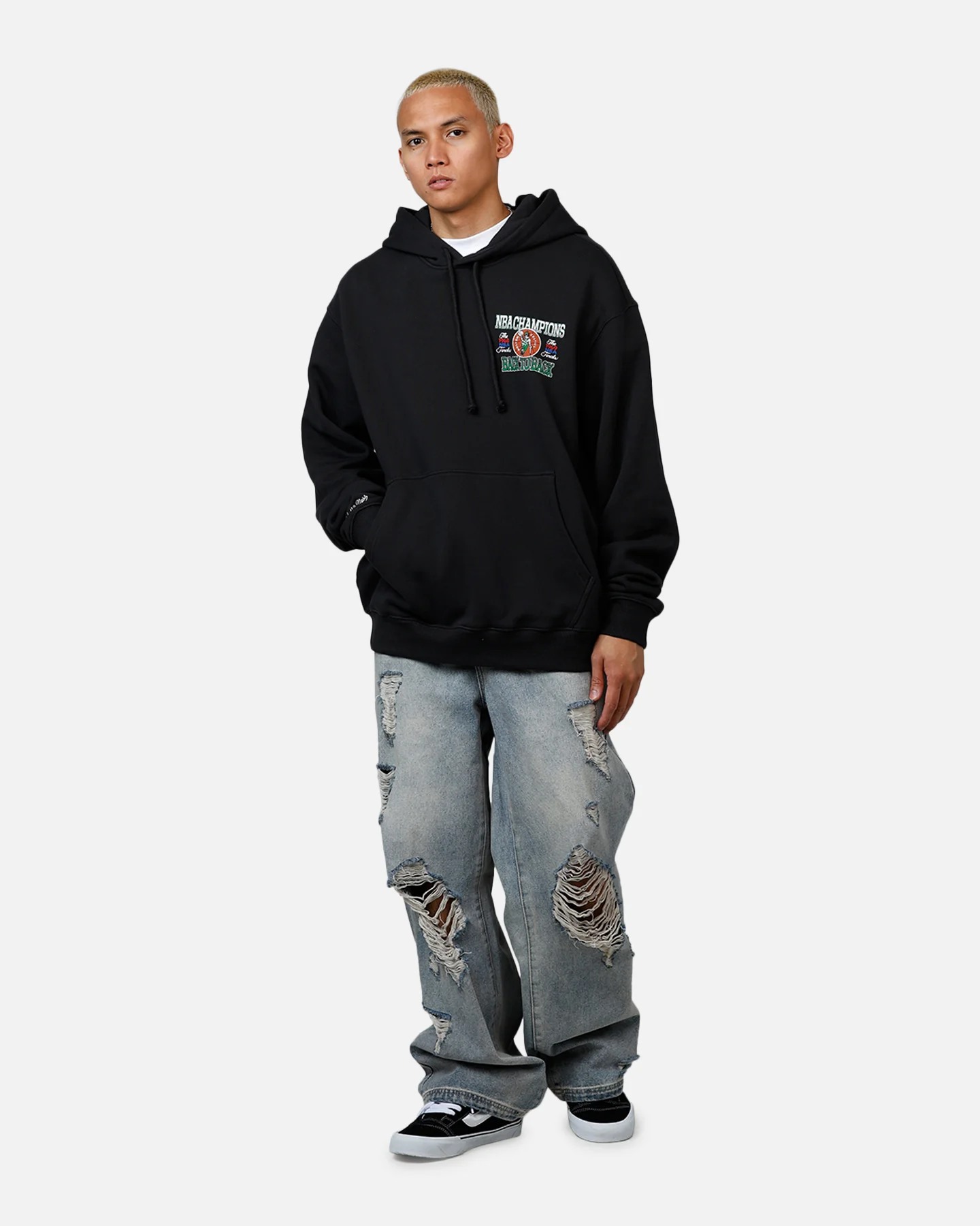 Mitchell & Ness Boston Celtics Back To Back Hoodie Faded Black - Image 3