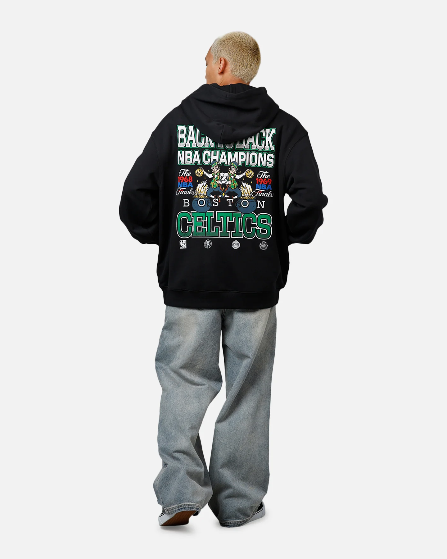 Mitchell & Ness Boston Celtics Back To Back Hoodie Faded Black - Image 6