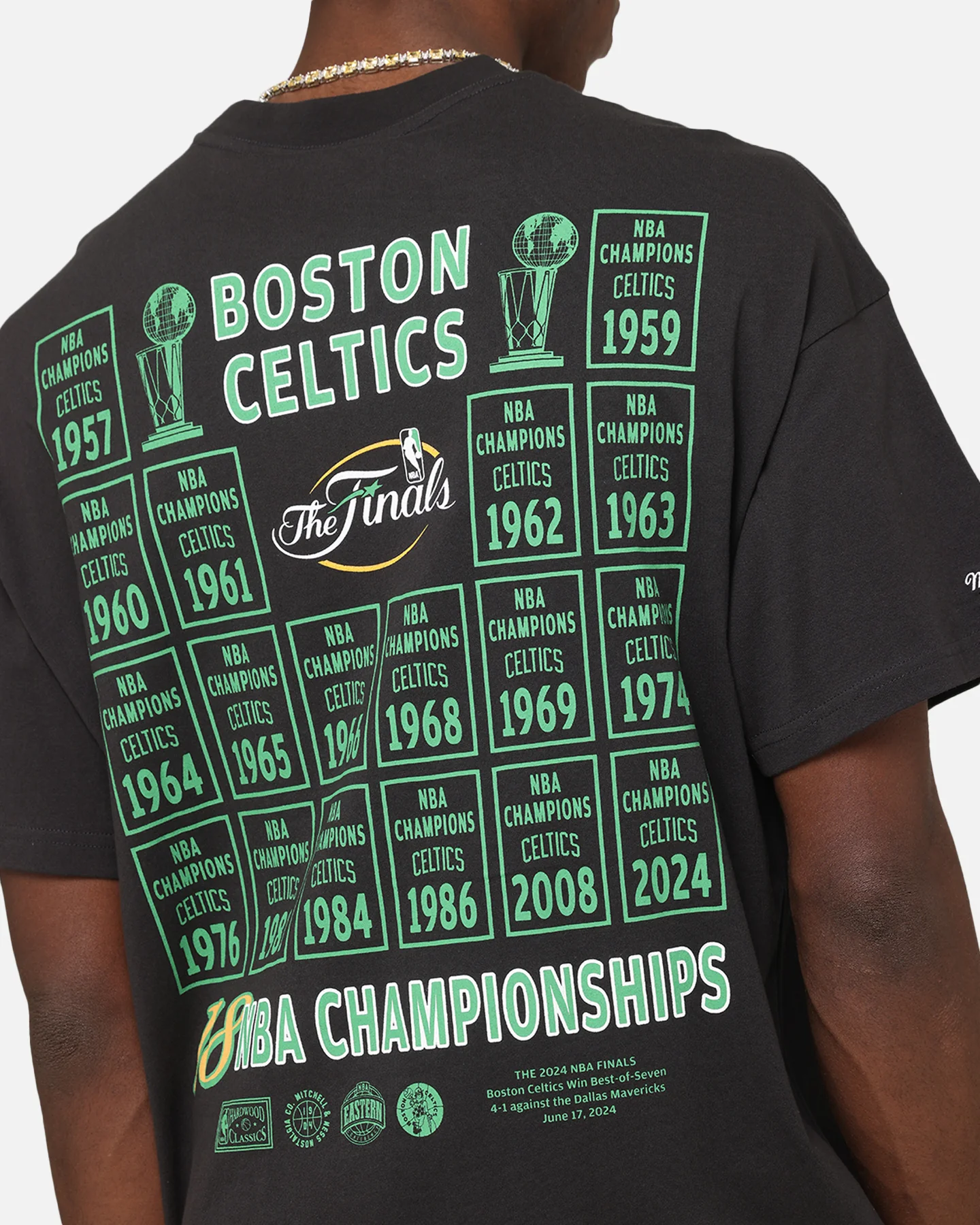 Mitchell & Ness Boston Celtics Champions Report "Champ Pack" T-Shirt Faded Black - Image 7