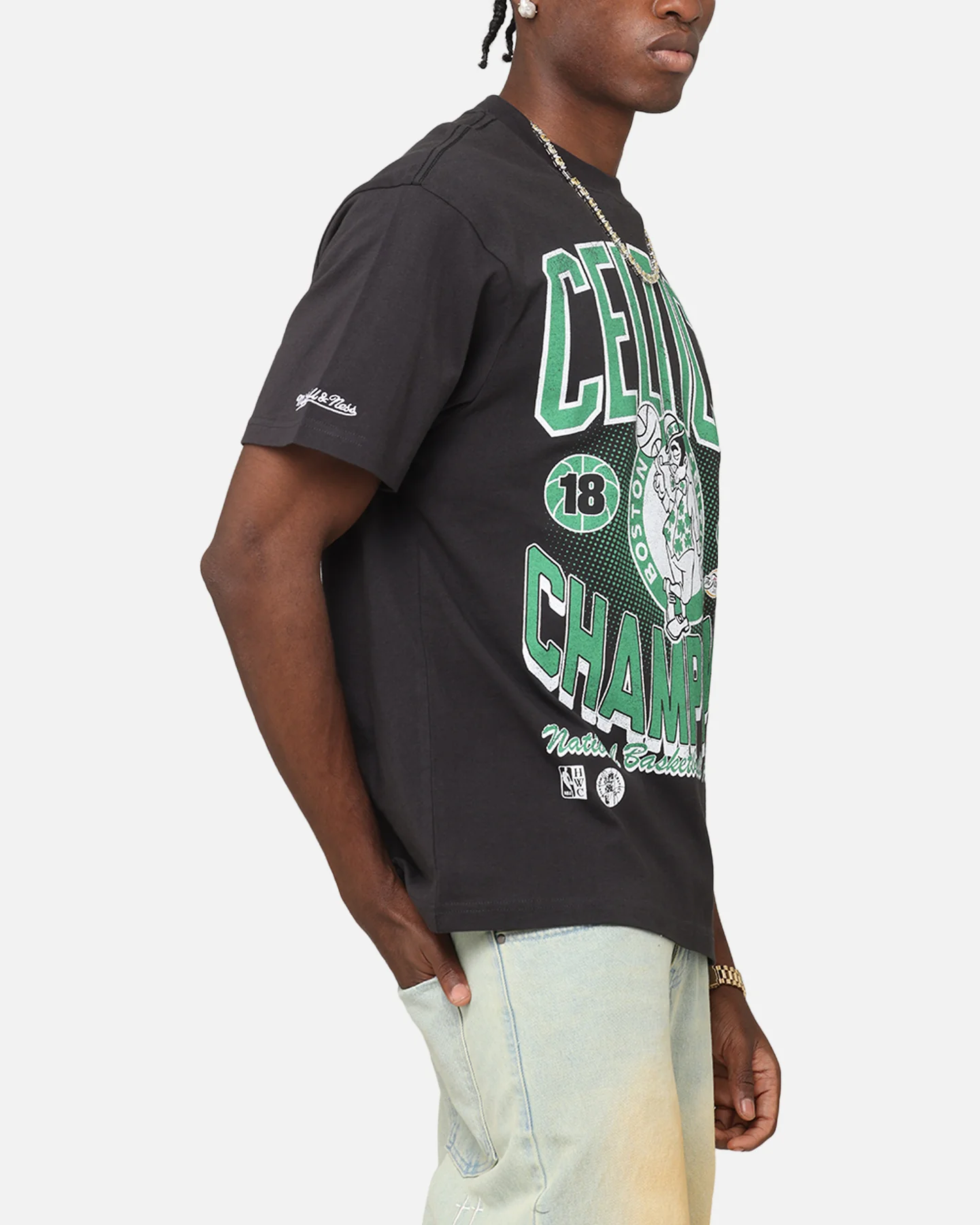 Mitchell & Ness Boston Celtics Champions 'Luck of the Irish' T-Shirt Faded Black - Image 4
