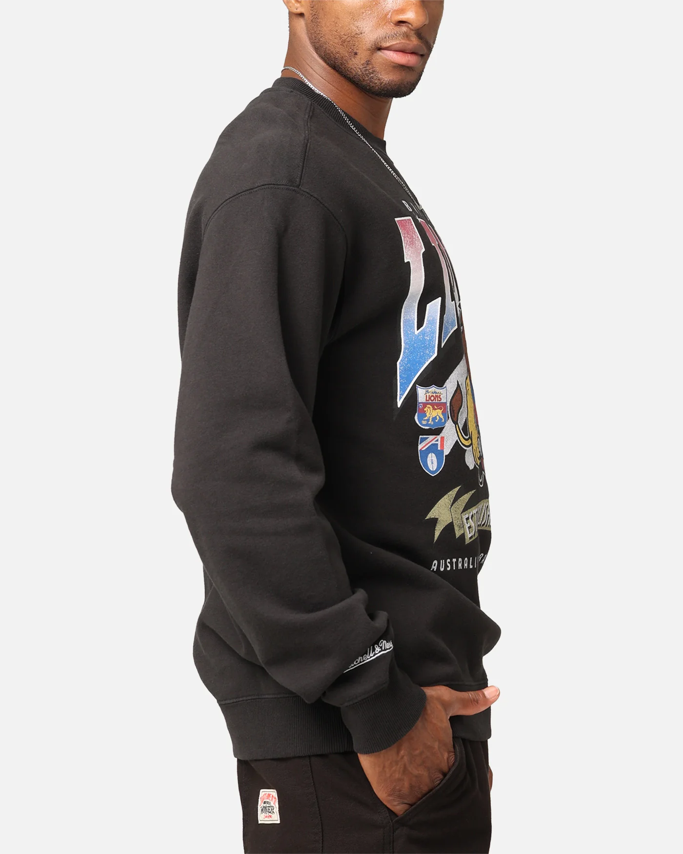 Mitchell & Ness Brisbane Lions Character Crewneck Faded Black - Image 5