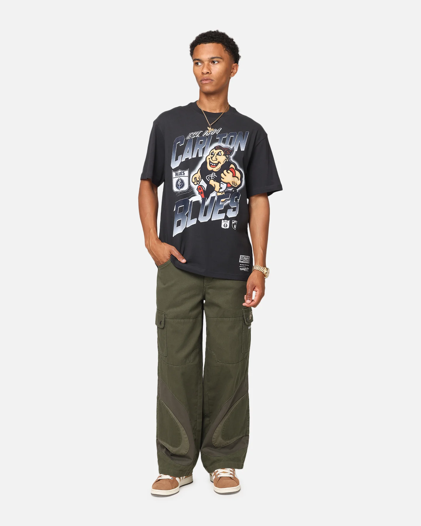 Mitchell & Ness Carlton Blues Mascot Character T-Shirt Faded Black - Image 2