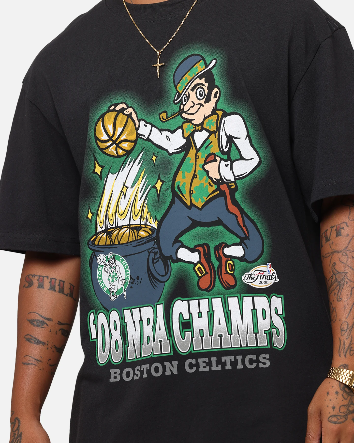Mitchell & Ness Boston Celtics '08 NBA Champs T-Shirt Faded Black - Image 6