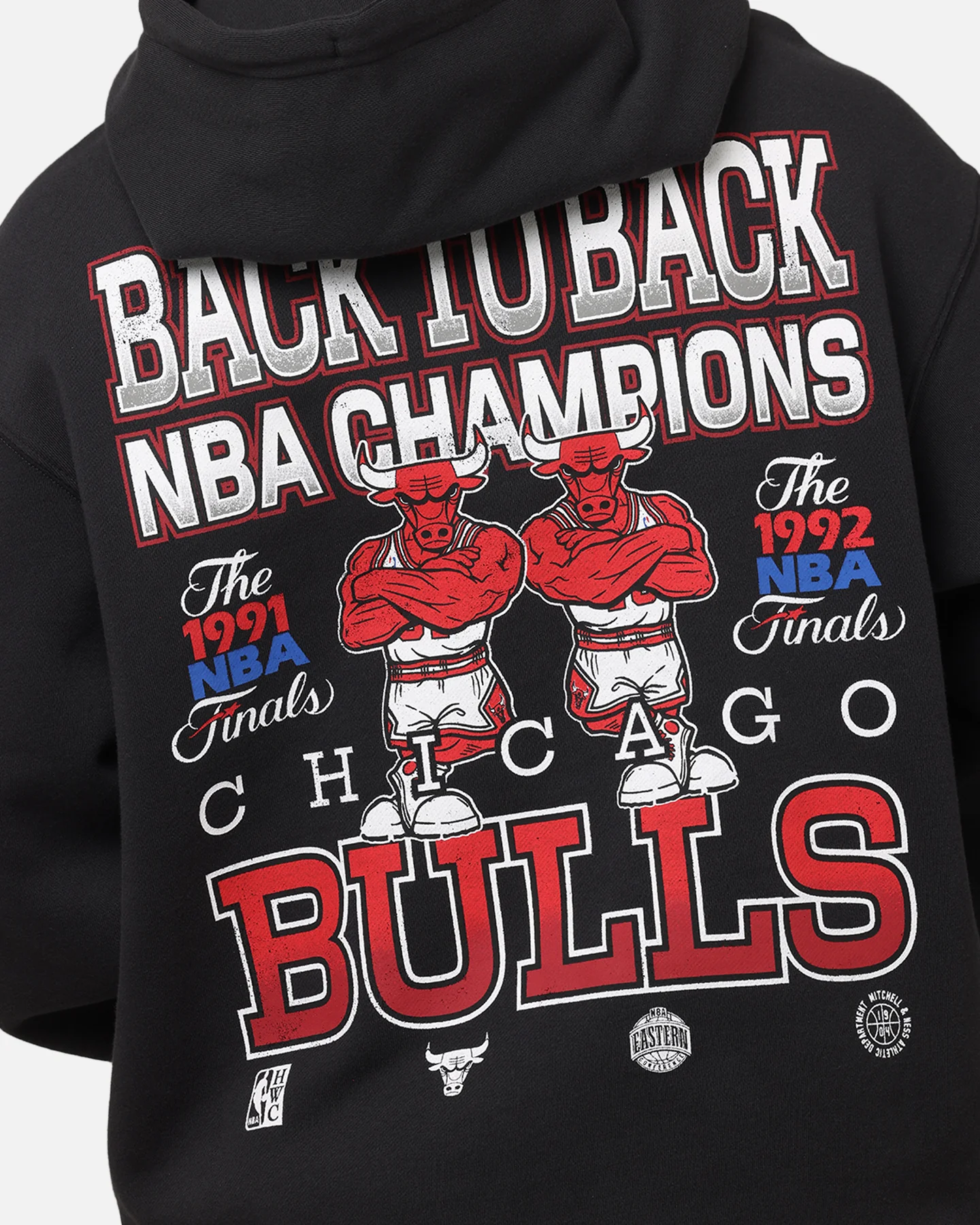 Mitchell & Ness Chicago Bulls Back To Back Hoodie Faded Black - Image 7