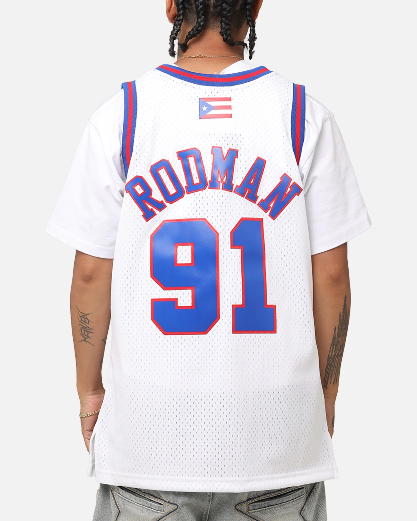 Mitchell & Ness Chicago Bulls Dennis Rodman #91 'Flags Collection' Jersey White - Image 2