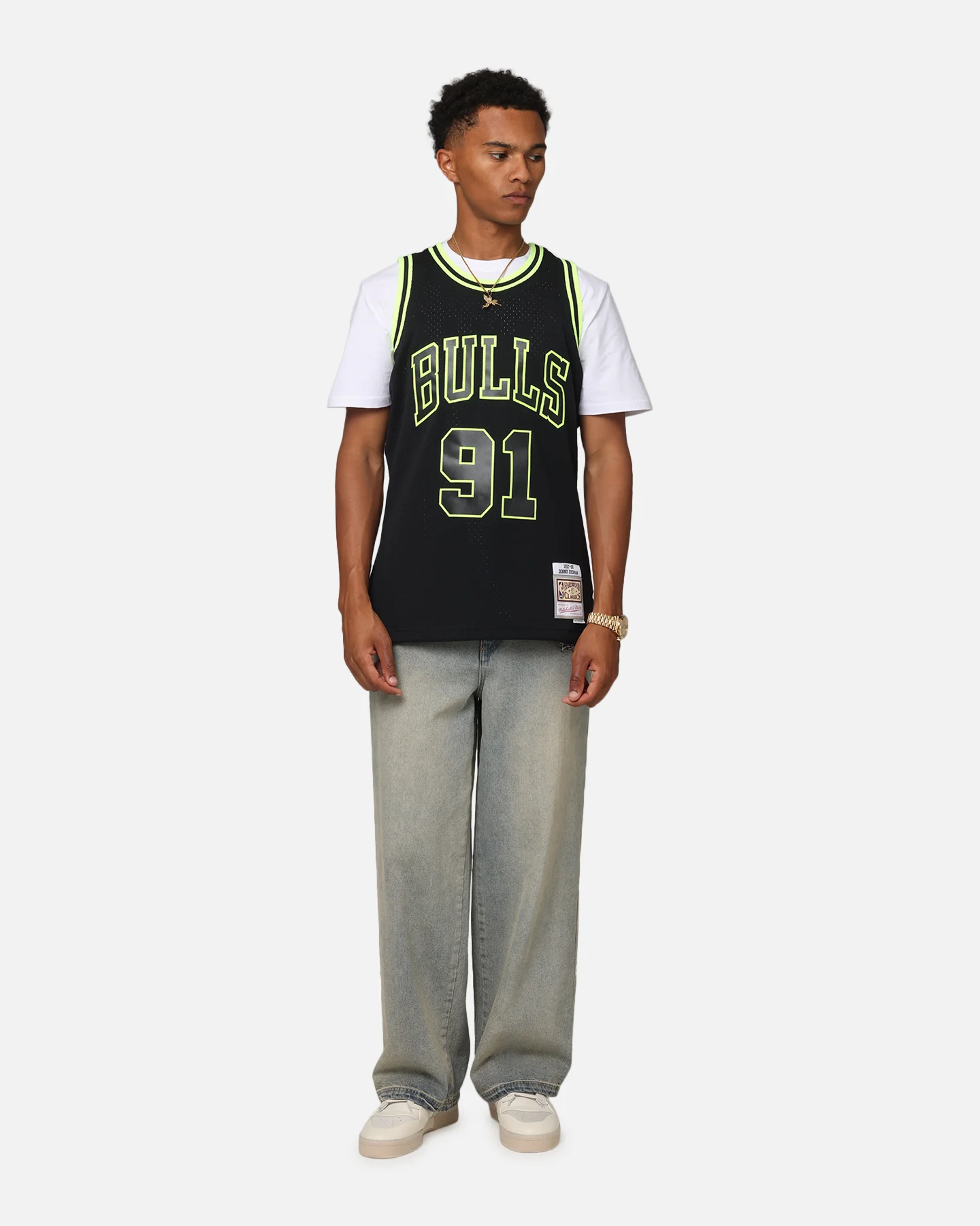 Mitchell & Ness Chicago Bulls Dennis Rodman 'Volt' 1995 Swing Jersey Black/Yellow - Image 3