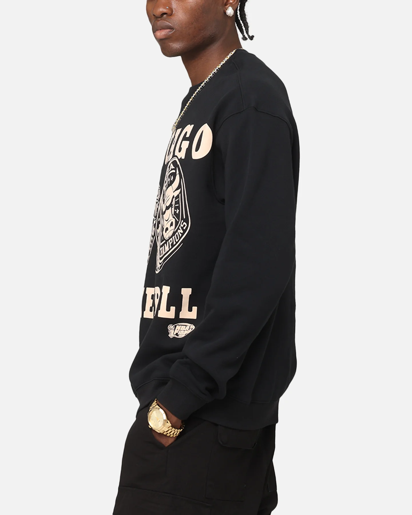Mitchell & Ness Chicago Bulls Rings Crewneck Black - Image 5