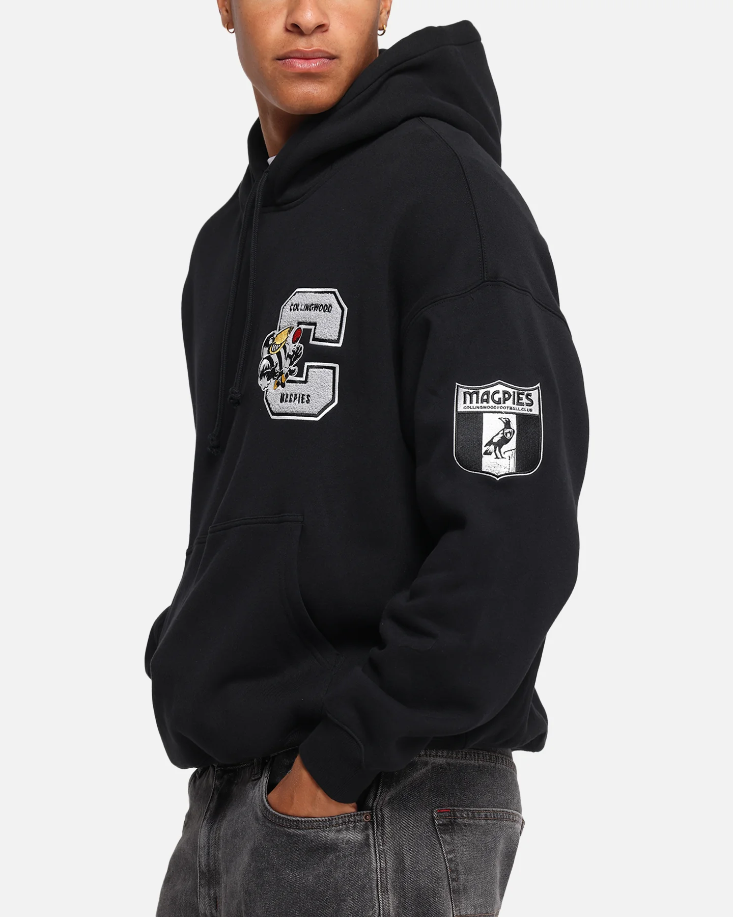 Mitchell & Ness Collingwood Magpies Team Hoodie Solid Black - Image 8