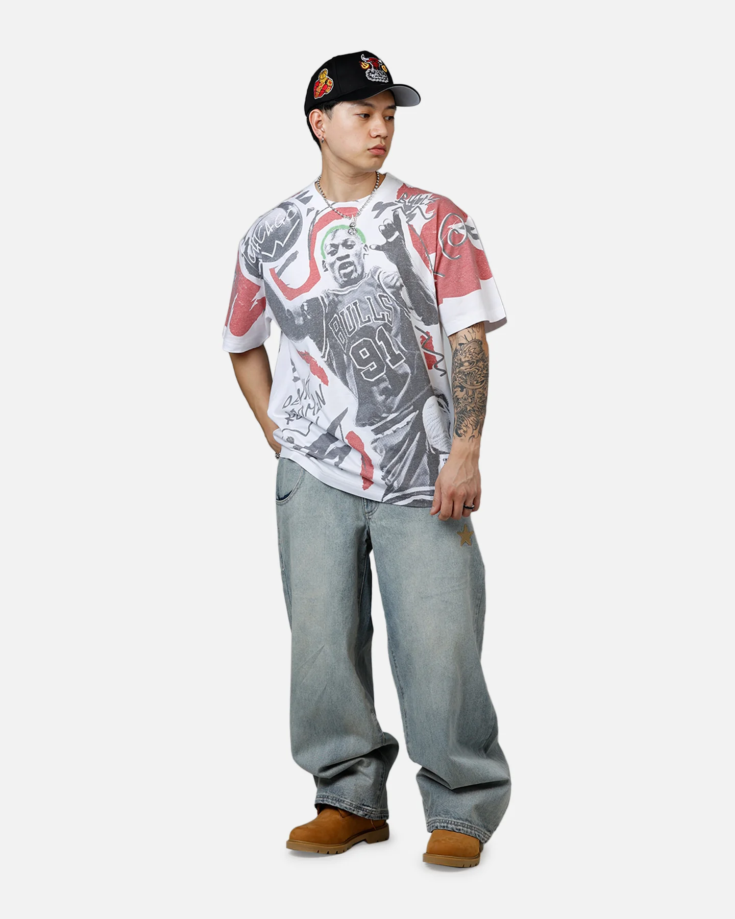 Mitchell & Ness Dennis Rodman Showstopper T-Shirt Red - Image 3