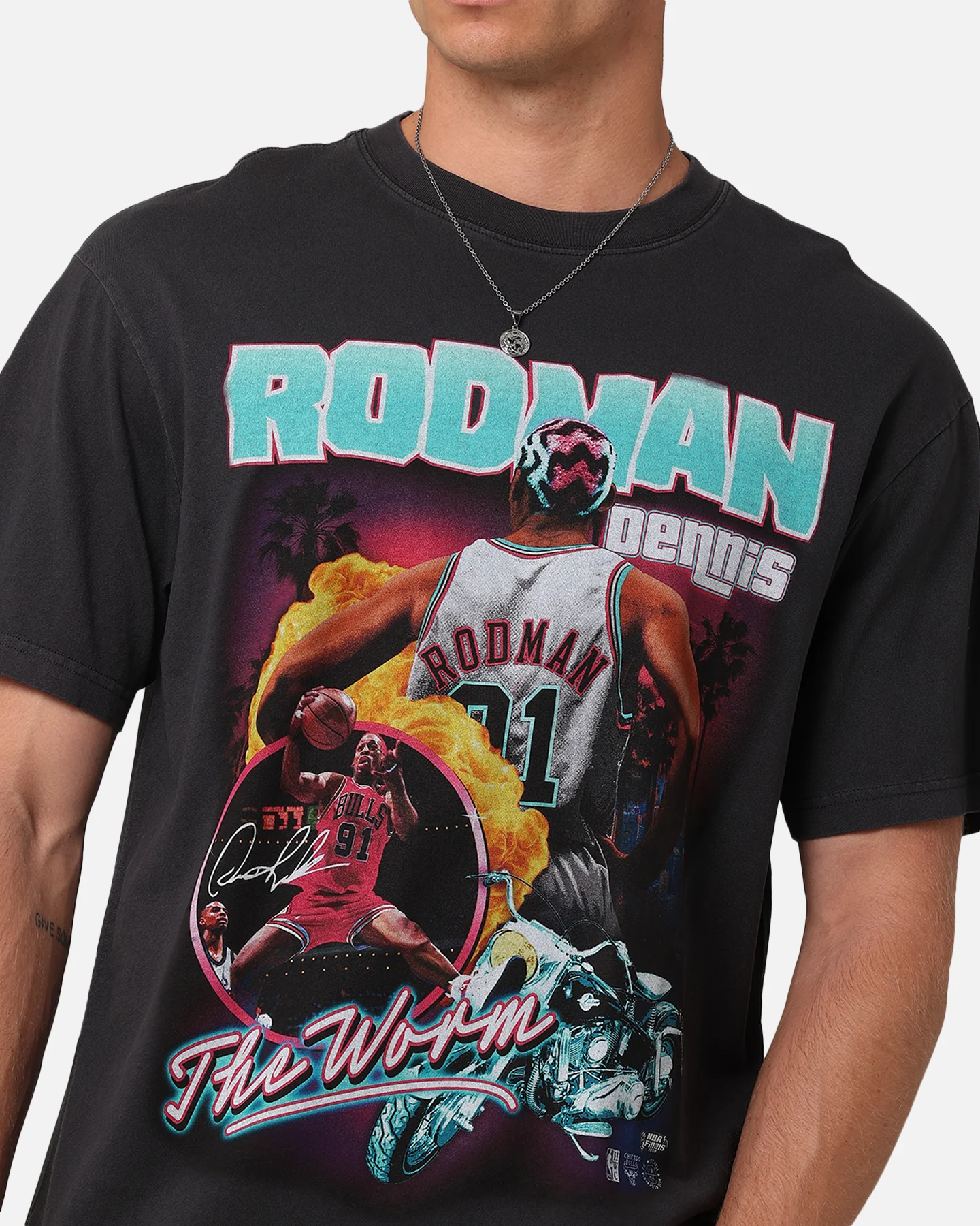 Mitchell & Ness Dennis Rodman Vice T-Shirt Faded Black - Image 7