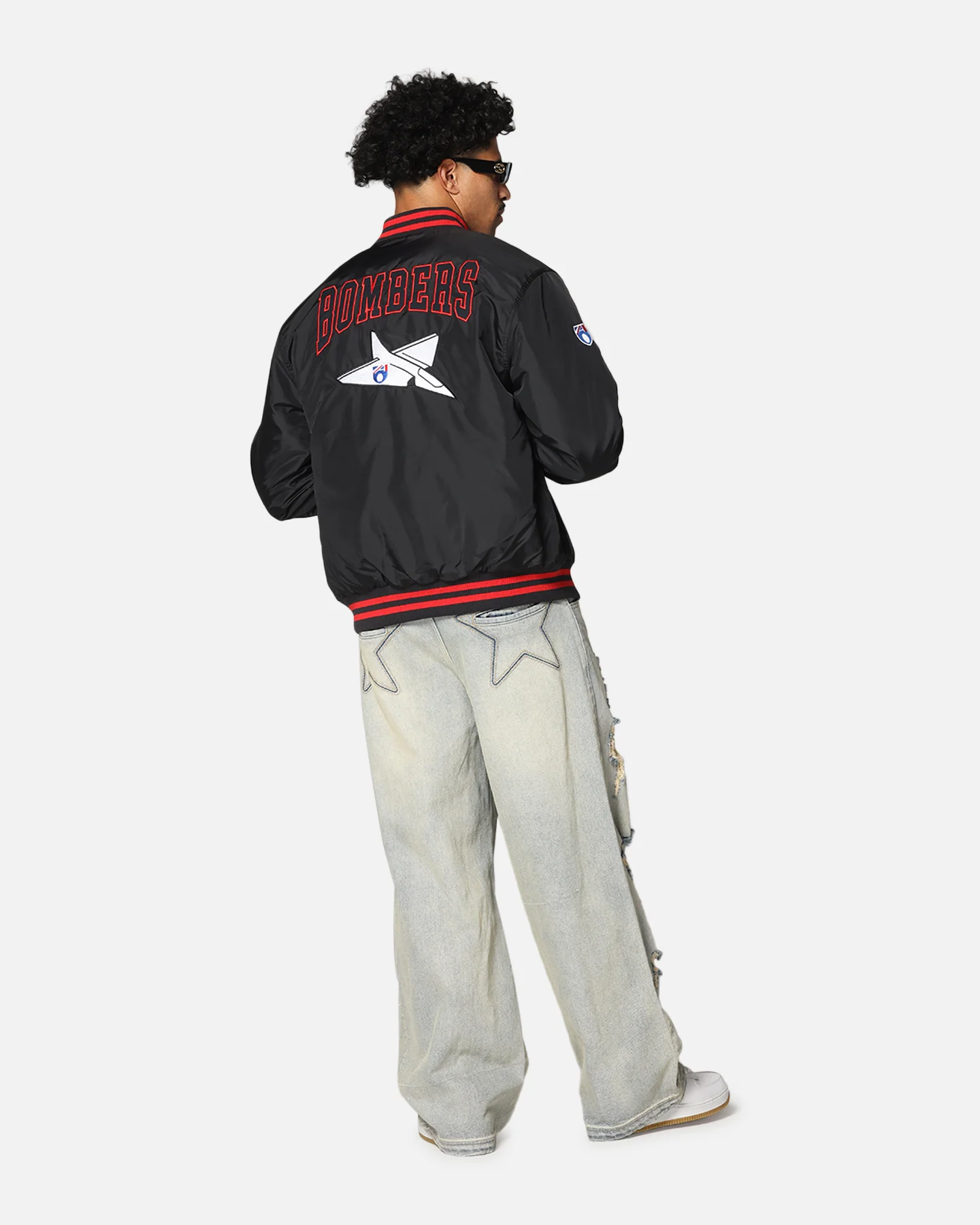 Mitchell & Ness Essendon Bombers Team Bomber Jacket Solid Black - Image 3