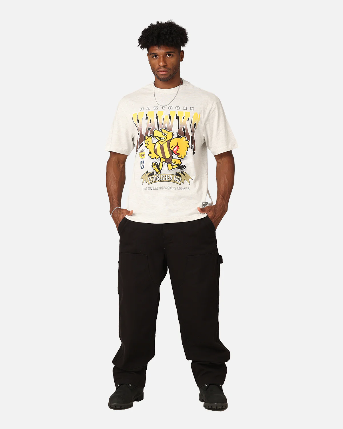 Mitchell & Ness Hawthorn Hawks Character T-Shirt Silver Marle - Image 2