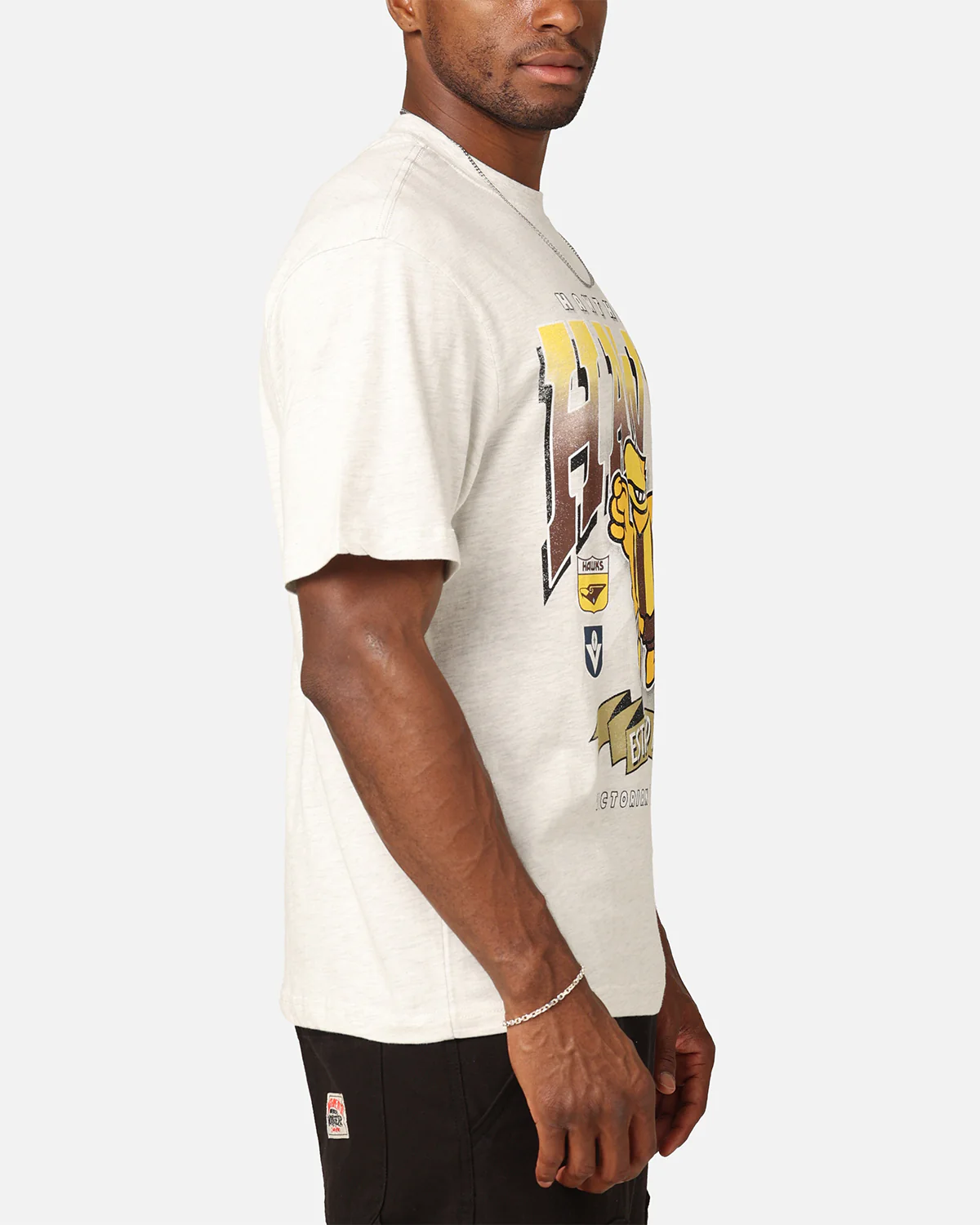 Mitchell & Ness Hawthorn Hawks Character T-Shirt Silver Marle - Image 5