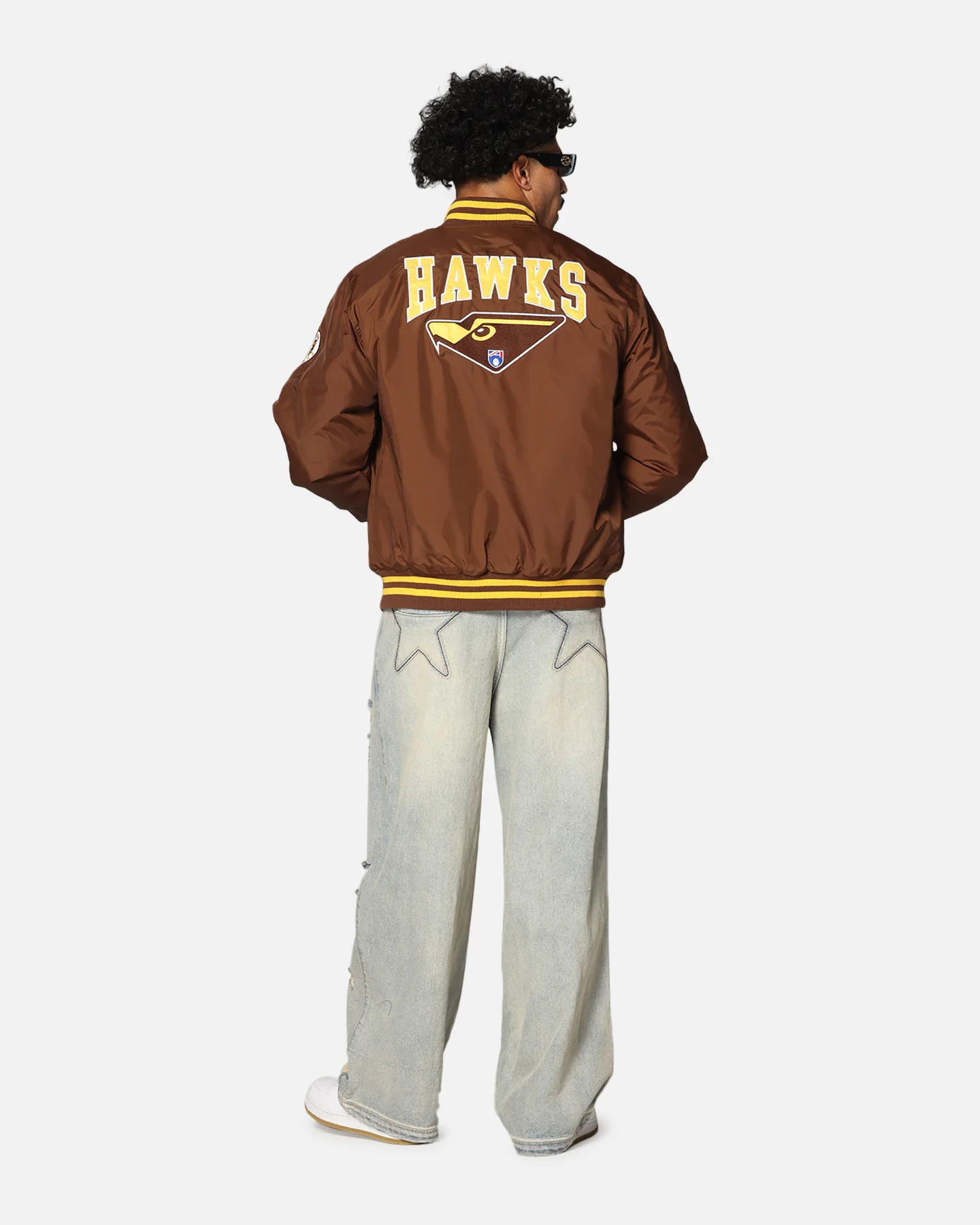 Mitchell & Ness Hawthorn Hawks Team Bomber Jacket Brown - Image 4