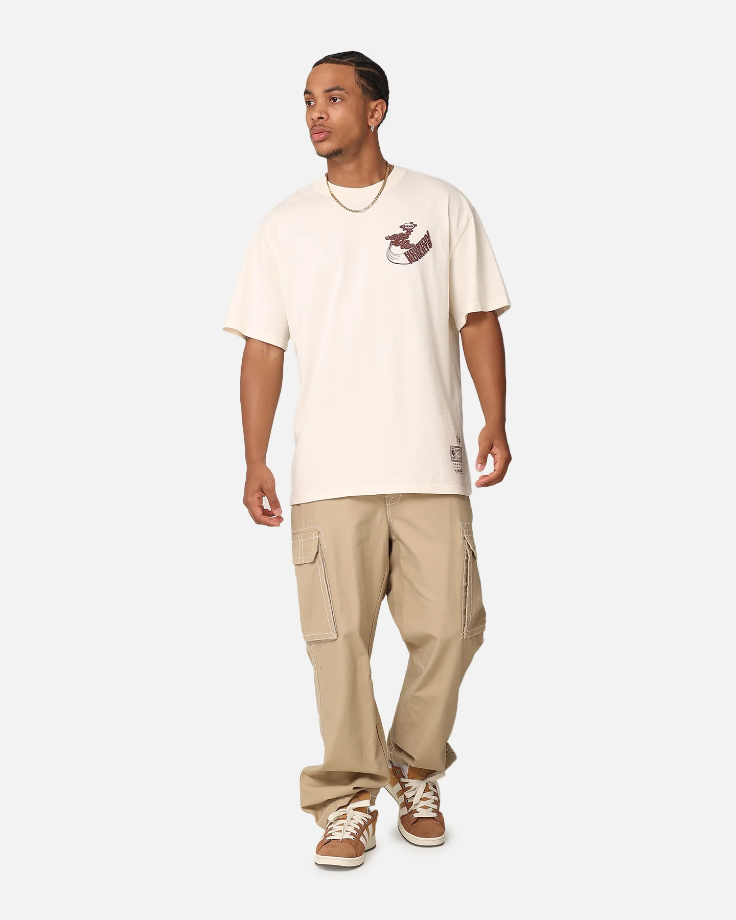 Mitchell & Ness Houston Rockets Space Age T-Shirt Ecru - Image 4