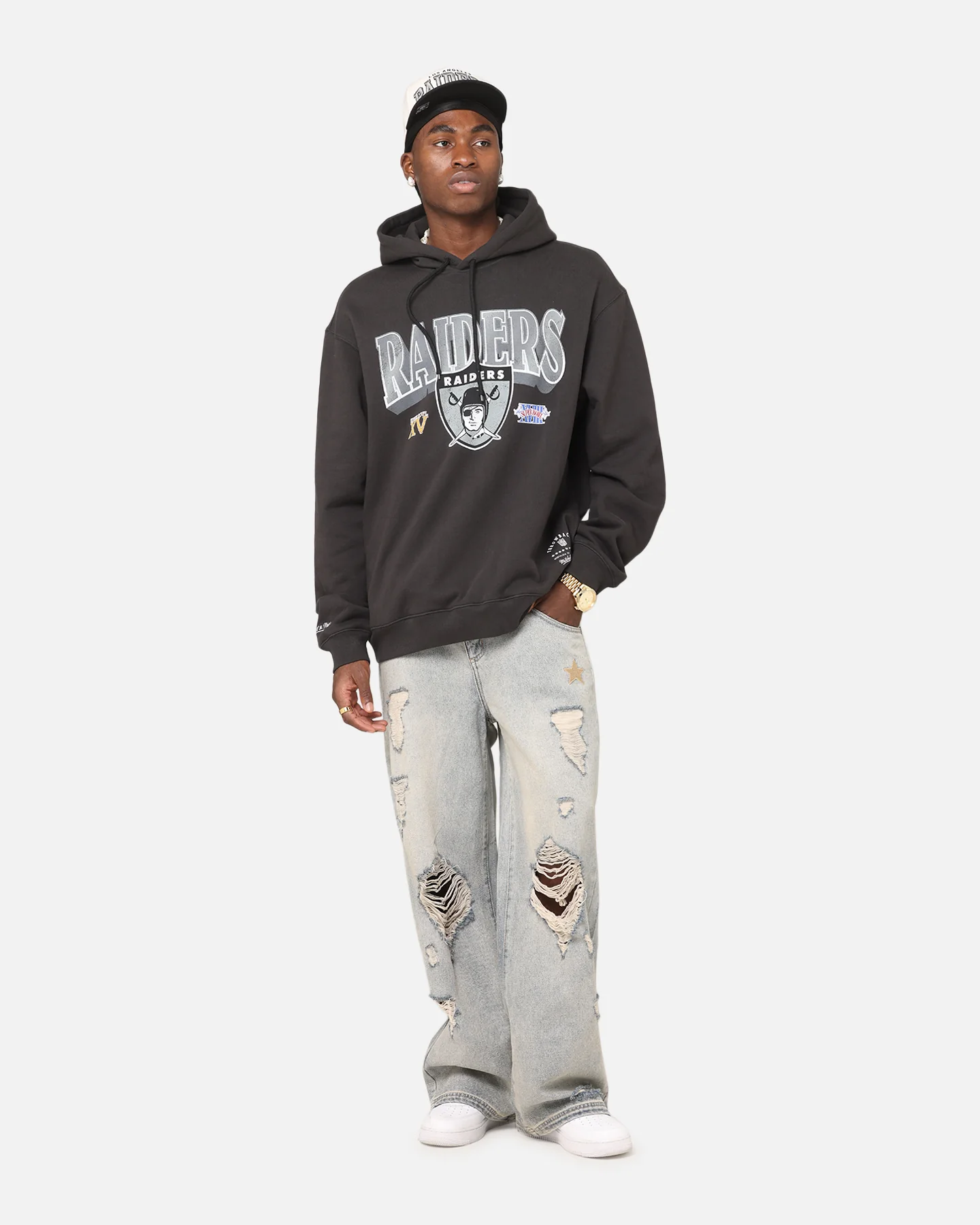 Mitchell & Ness Las Vegas Raiders Arch Hoodie Faded Black - Image 2