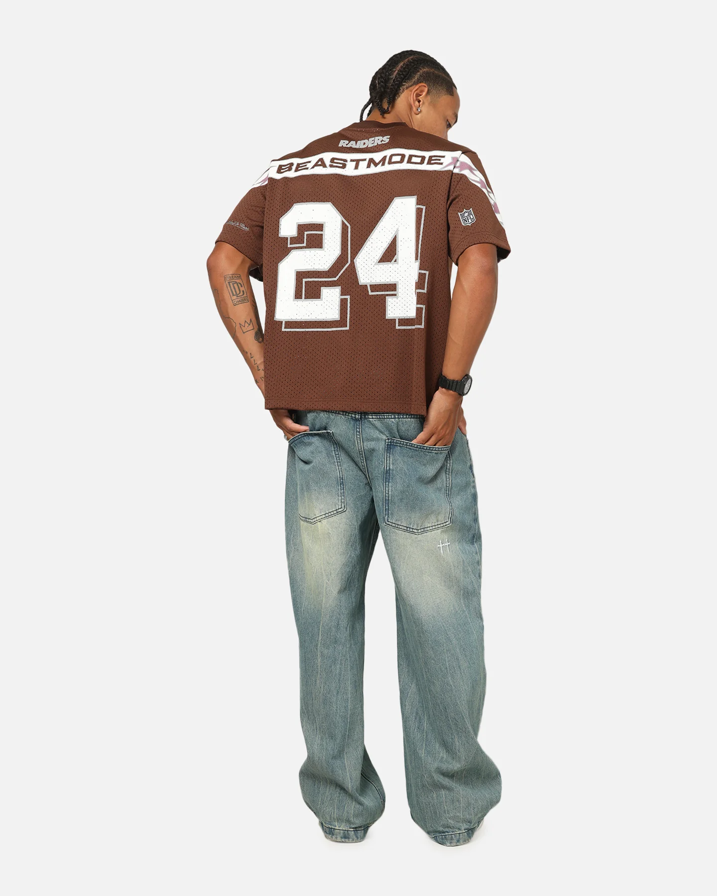 Mitchell & Ness Las Vegas Raiders Beastmode Boxy Mesh T-Shirt Chocolate Brown - Image 4