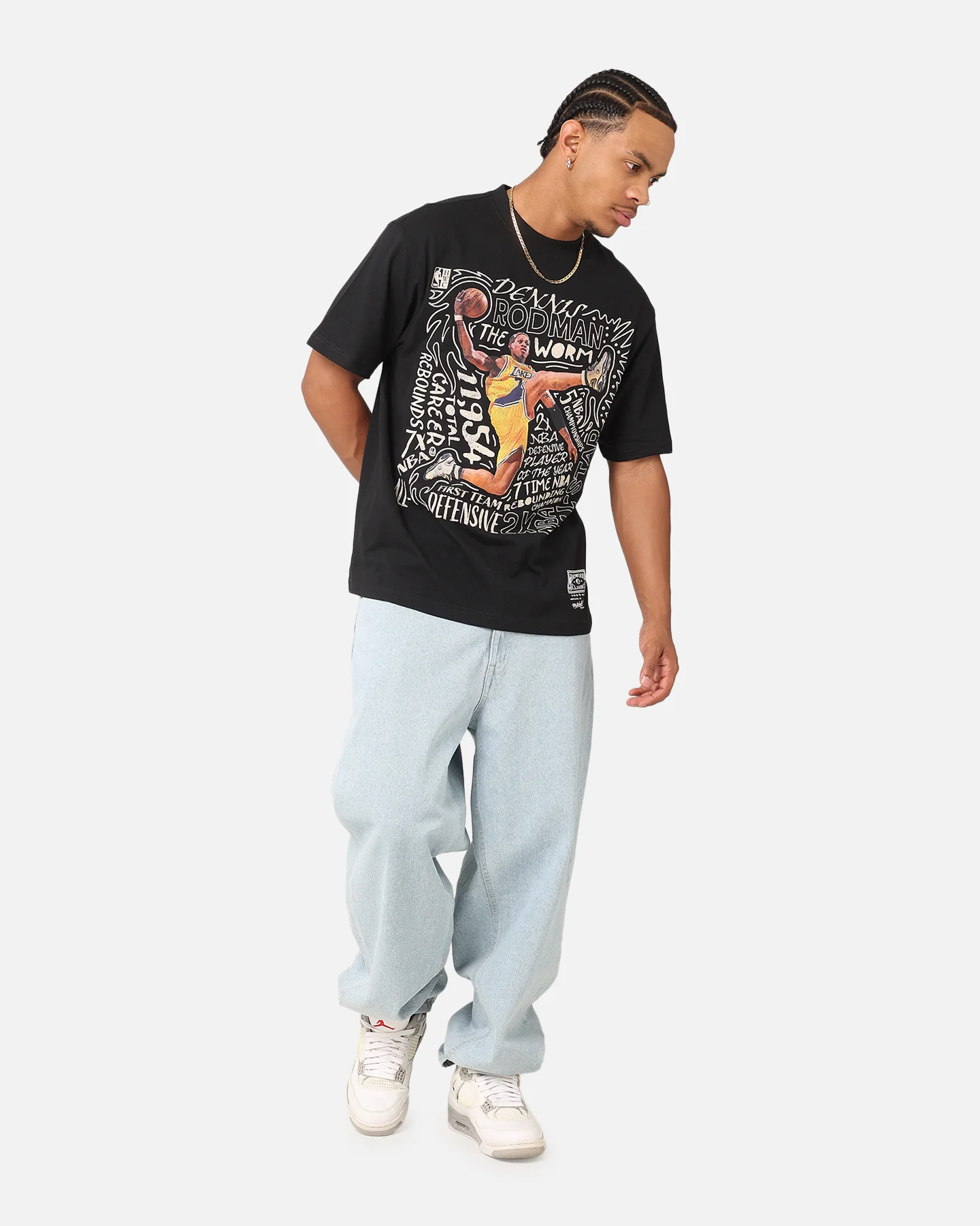 Mitchell & Ness Los Angeles Lakers Dennis Rodman Player Abstract T-Shirt Faded Black - Image 2