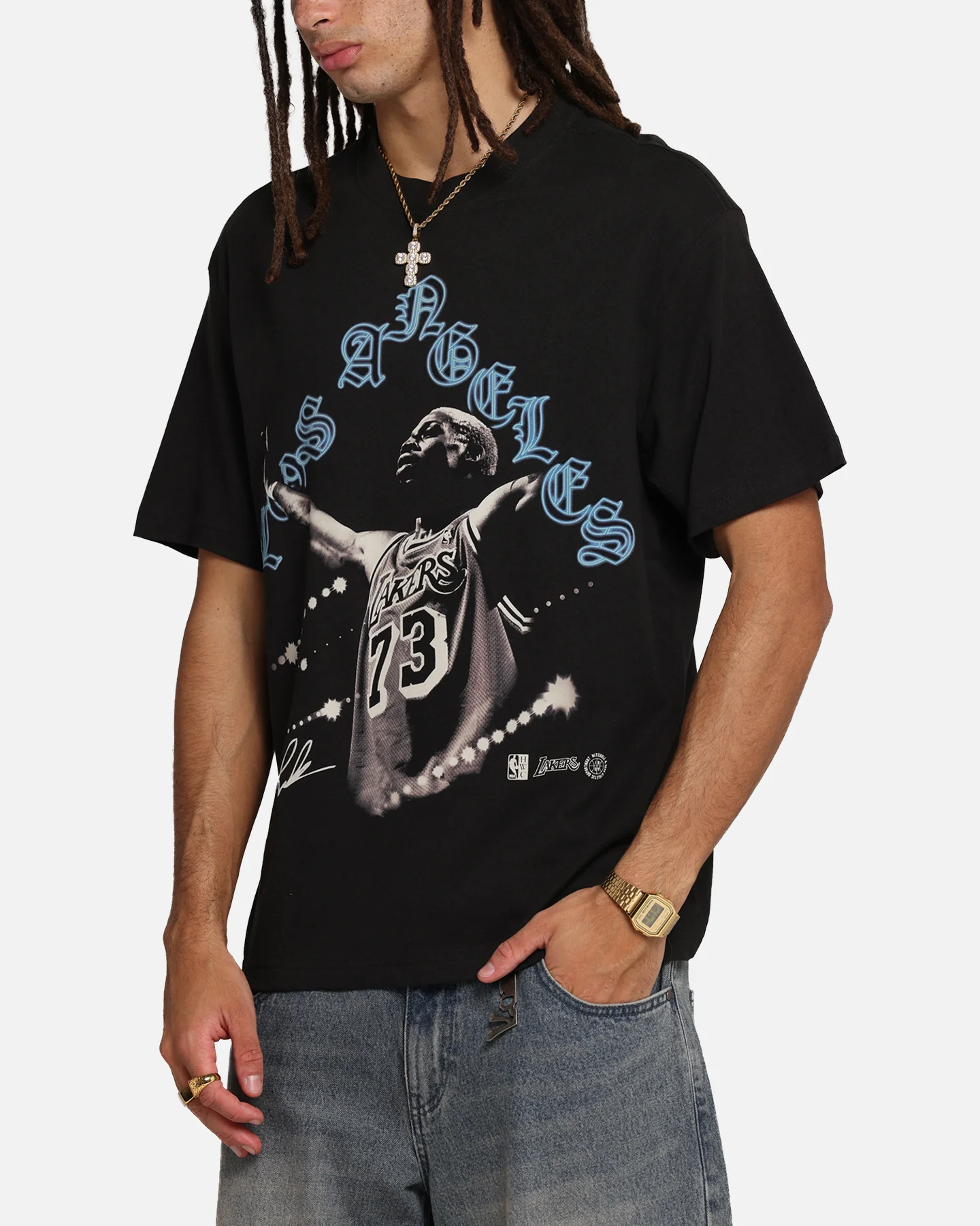Mitchell & Ness Los Angeles Lakers Dennis Rodman Xray Glow T-Shirt Black - Image 6