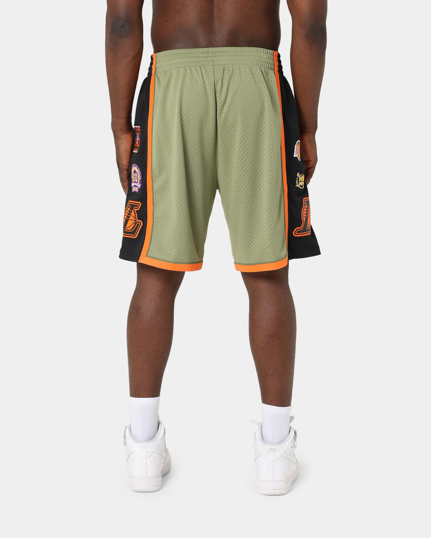 Mitchell & Ness Los Angeles Lakers Flight Swingman Shorts Olive - Image 4