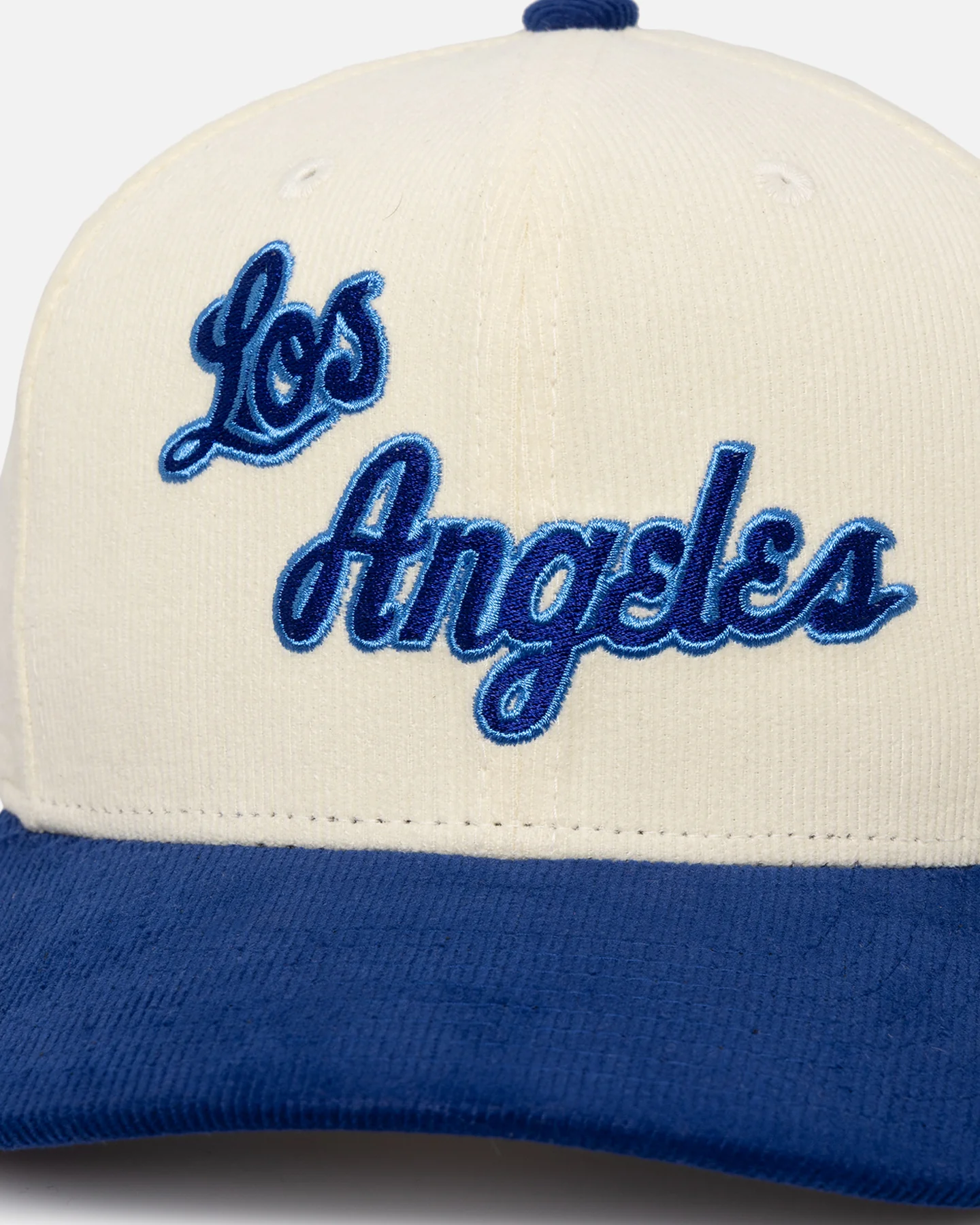 Mitchell & Ness Los Angeles Lakers Go Team Go OG Corduroy Snapback Light Cream/Blue - Image 2