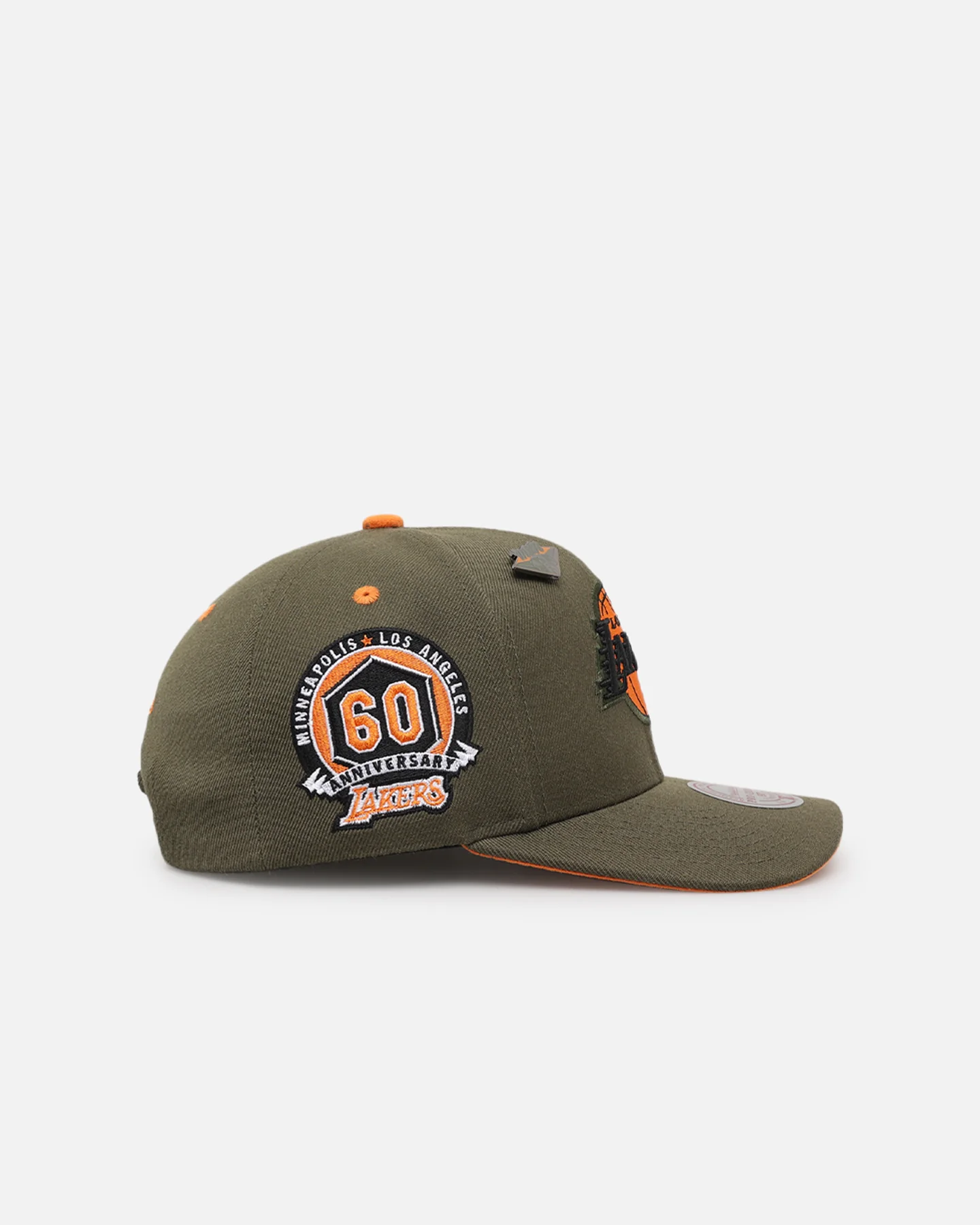 Mitchell & Ness Los Angeles Lakers 'Harmony of Hues' Pro Crown Snapback Olive/Orange - Image 3