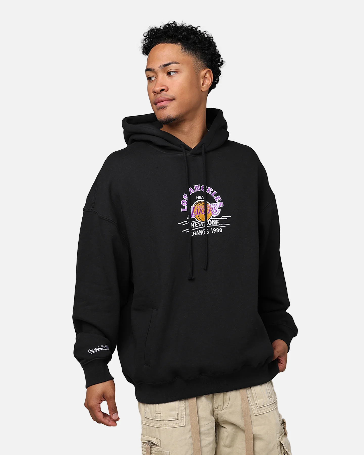 Mitchell & Ness Los Angeles Lakers Letterman Hoodie Black - Image 2