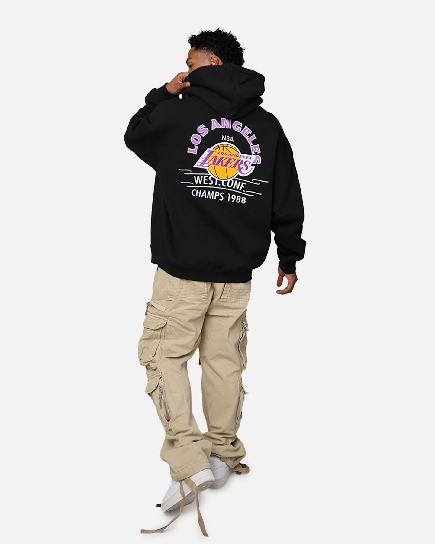 Mitchell & Ness Los Angeles Lakers Letterman Hoodie Black - Image 8