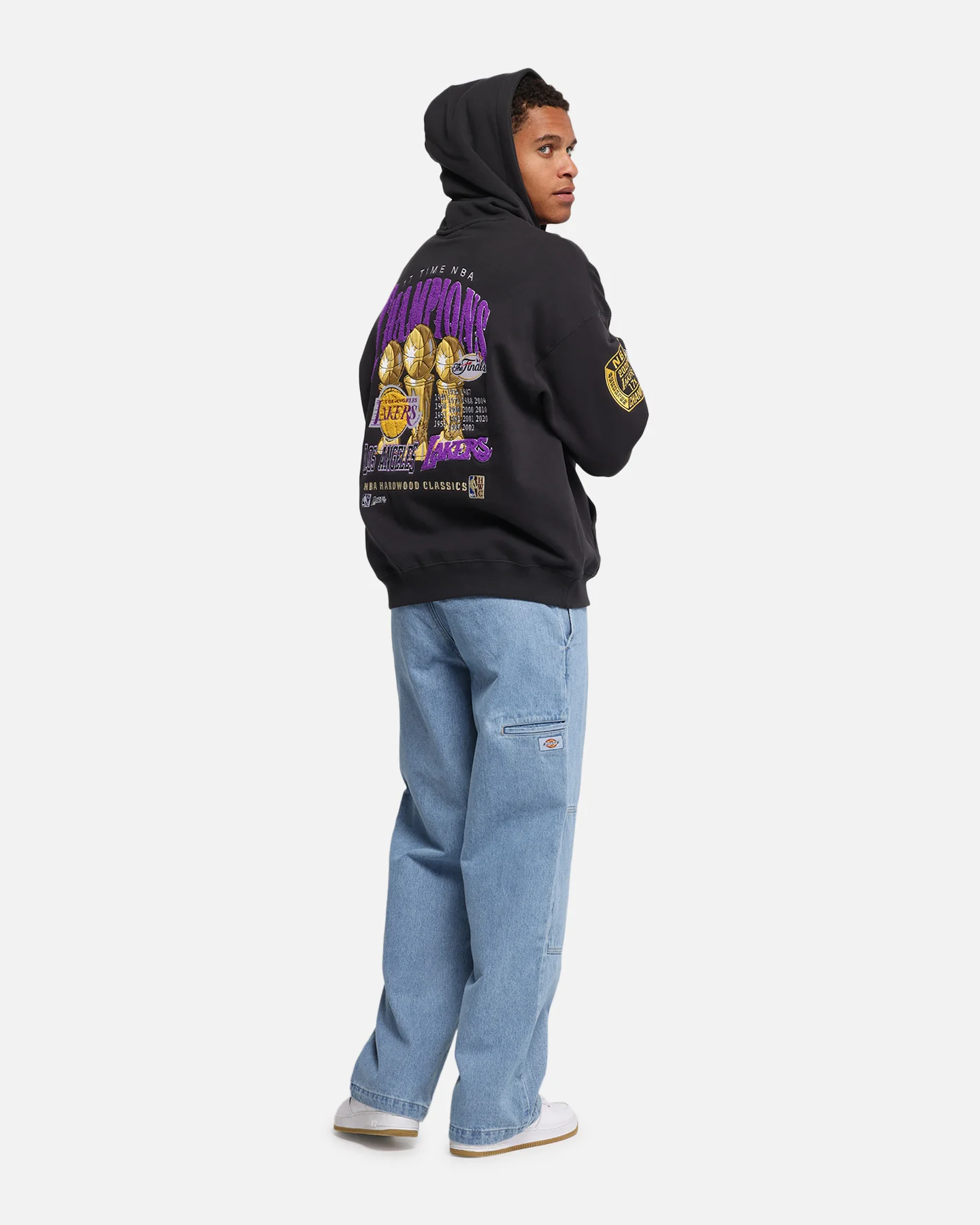 Mitchell & Ness Los Angeles Lakers National Champions Hoodie Faded Black - Image 3