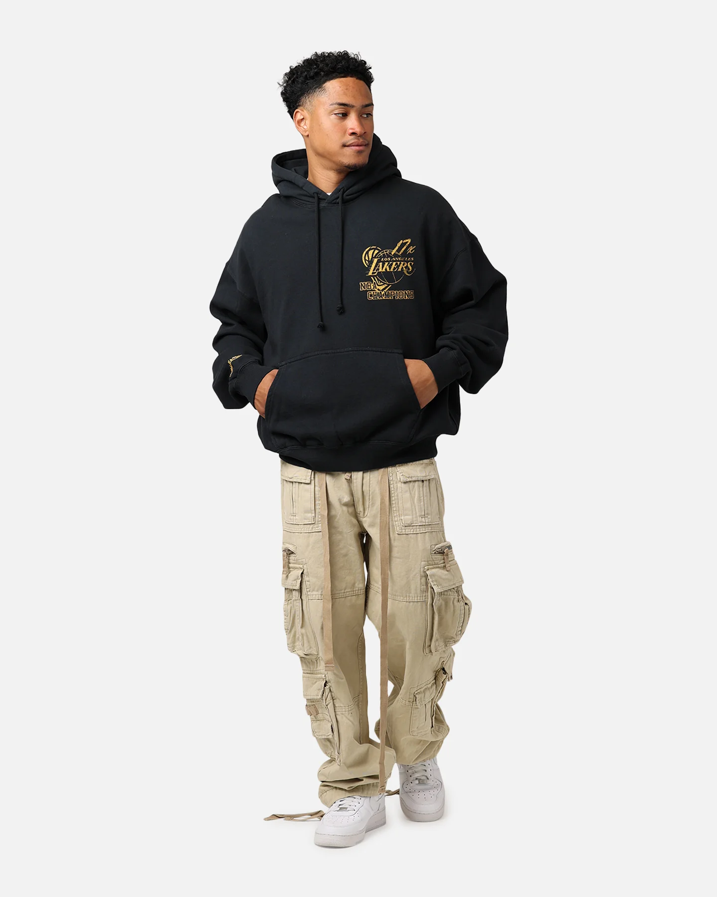 Mitchell & Ness Los Angeles Lakers Rings Hoodie Faded Black - Image 6