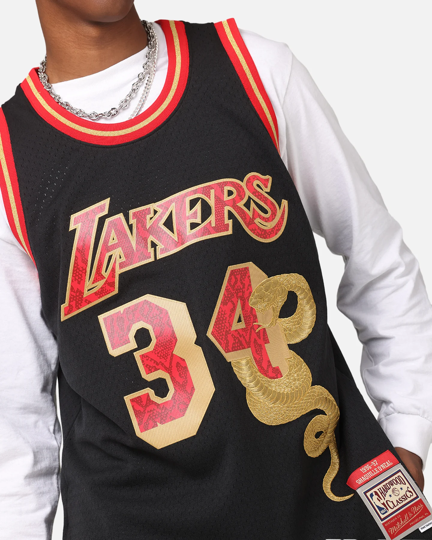 Mitchell & Ness Los Angeles Lakers Shaquille O'Neal 1996 Swingman Jersey Black/Gold - Image 8