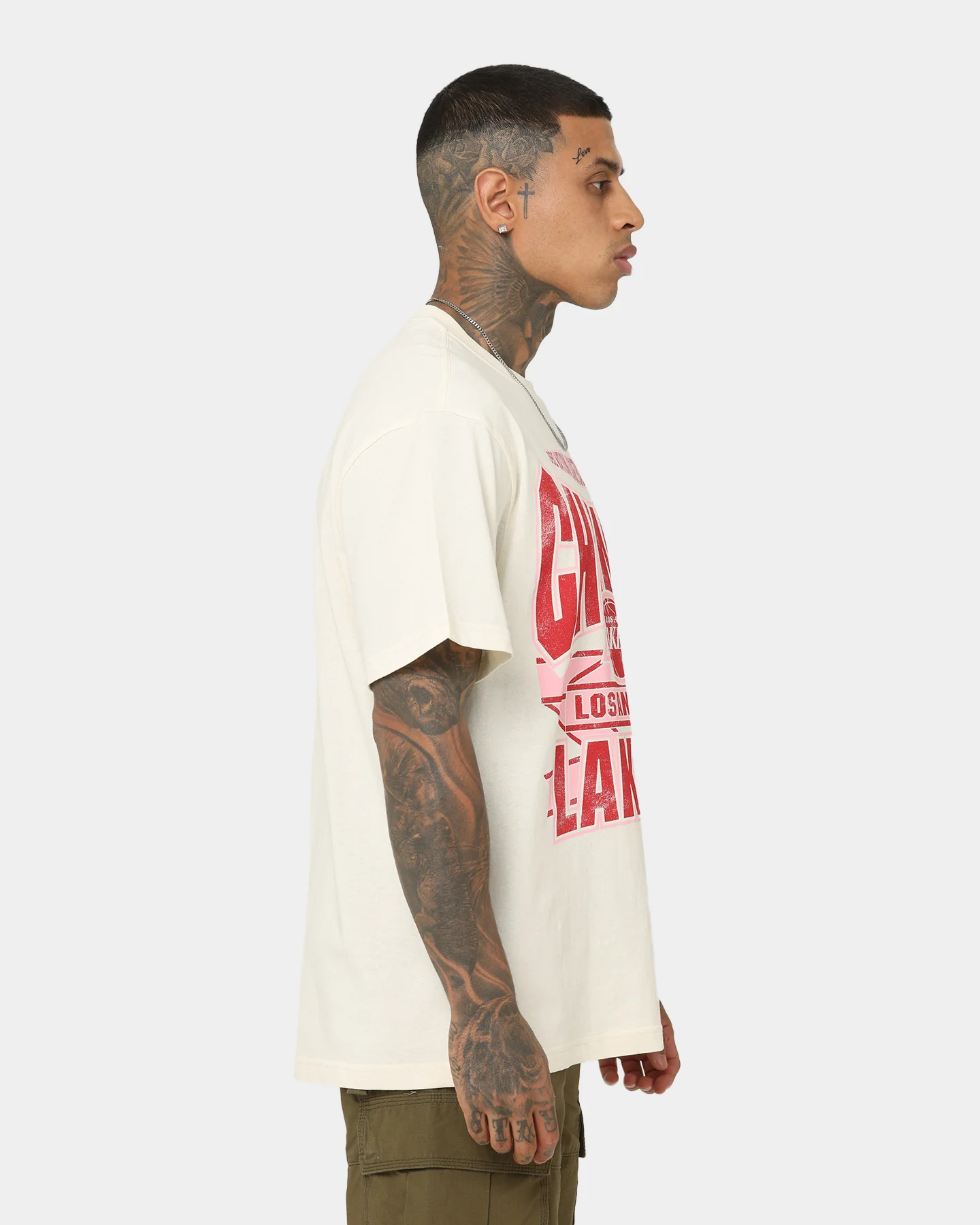 Mitchell & Ness Los Angeles Lakers St Valentine's Day T-Shirt Unbleached - Image 5