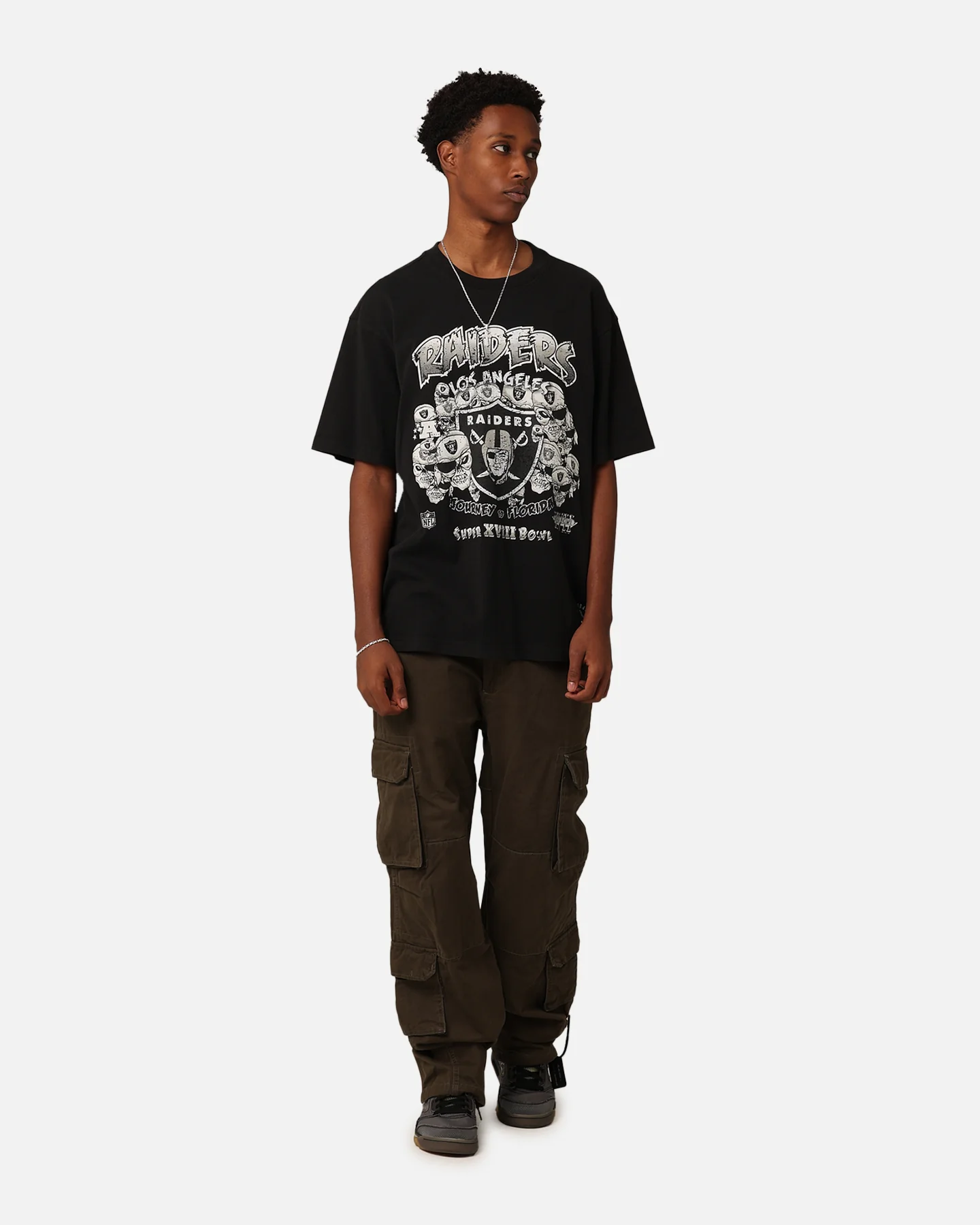 Mitchell & Ness Los Angeles Raiders Journey To Florida T-Shirt Faded Black - Image 2