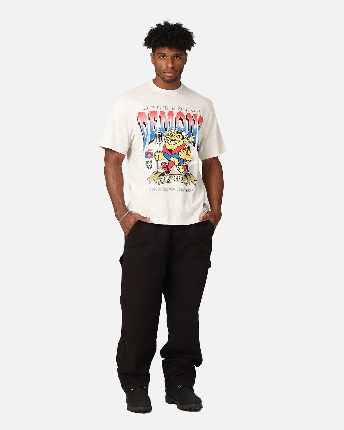 Mitchell & Ness Melbourne Demons Character T-Shirt Silver Marle - Image 2