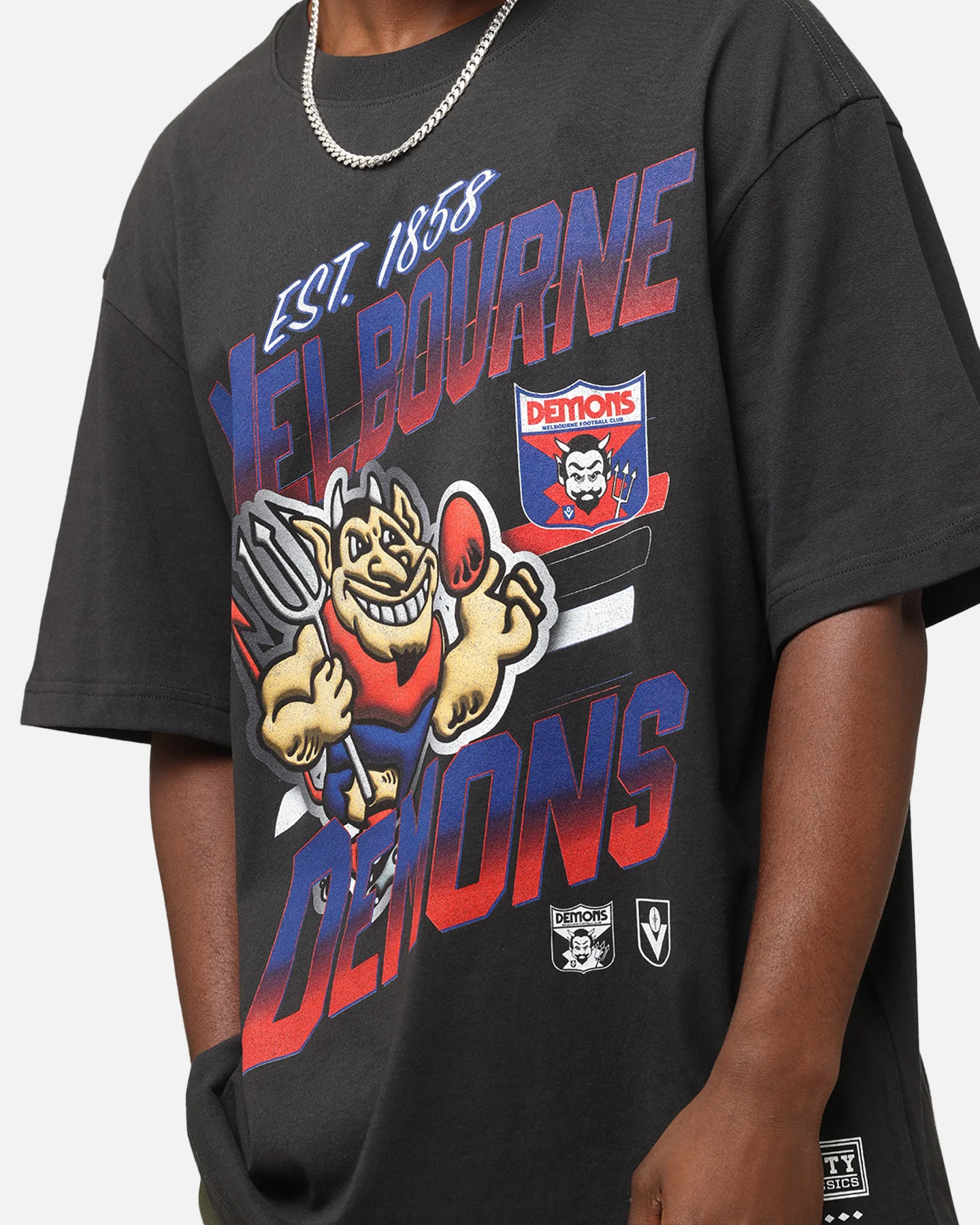 Mitchell & Ness Melbourne Demons Mascot Character T-Shirt Faded Black - Image 6