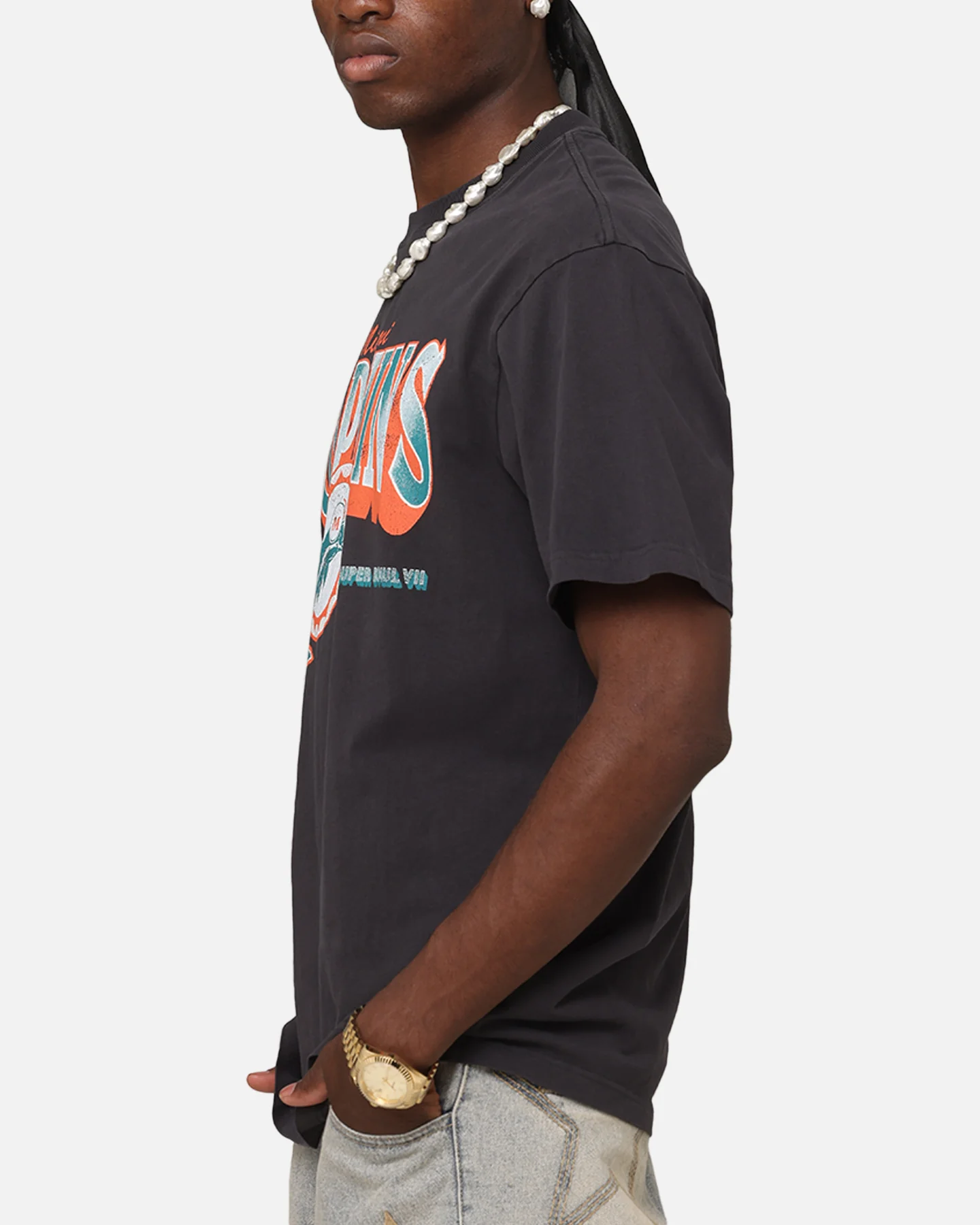 Mitchell & Ness Miami Dolphins Arch T-Shirt Faded Black - Image 5