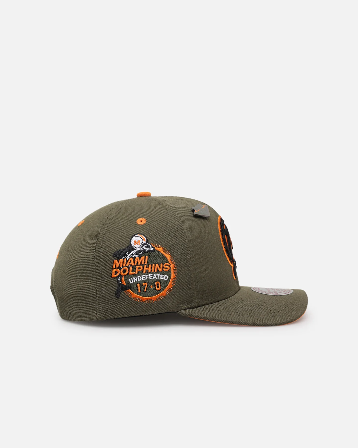 Mitchell & Ness Miami Dolphins 'Harmony of Hues' Pro Crown Snapback Olive/Orange - Image 3