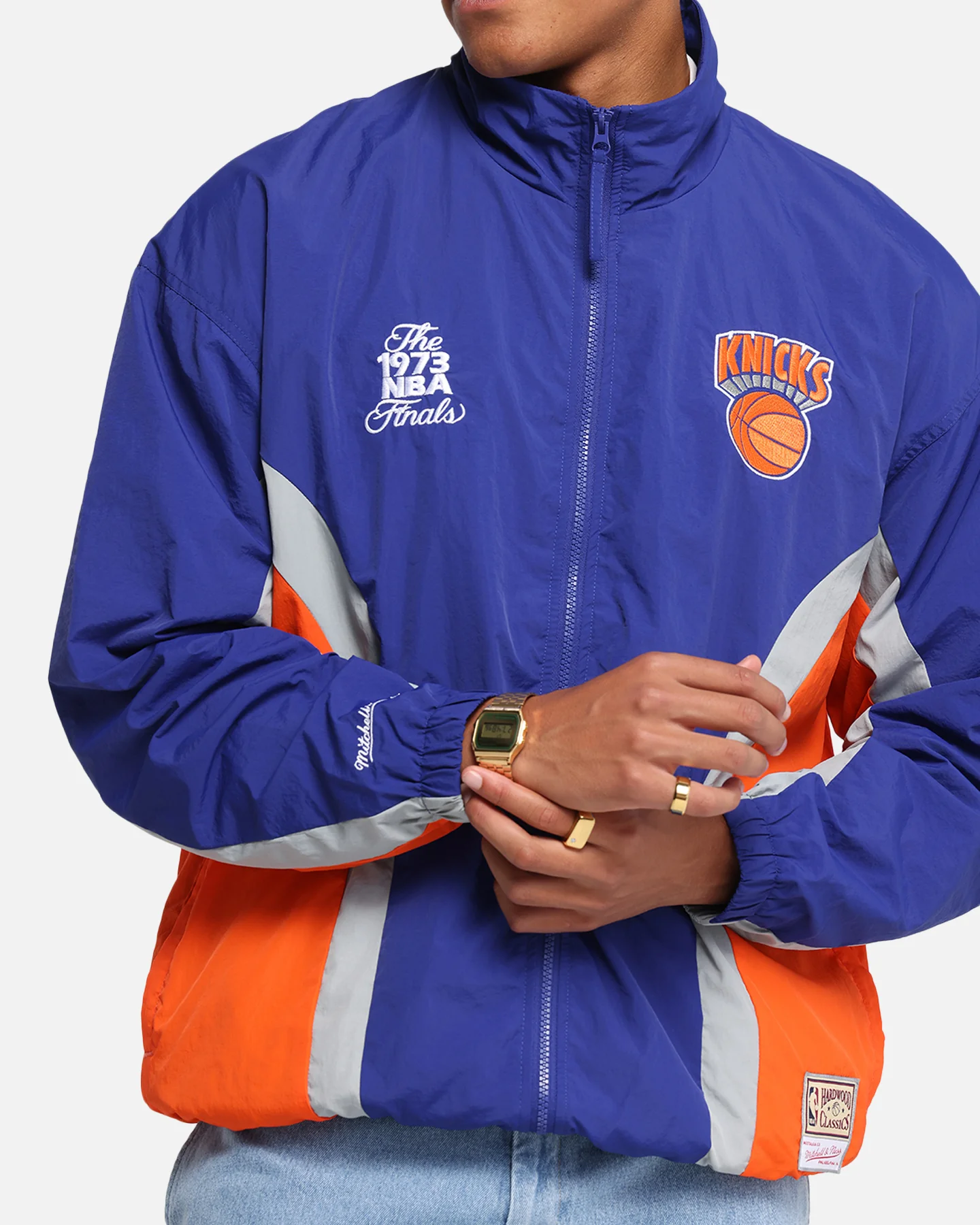 Mitchell & Ness New York Knicks Nylon Track Jacket Blue/Orange - Image 6