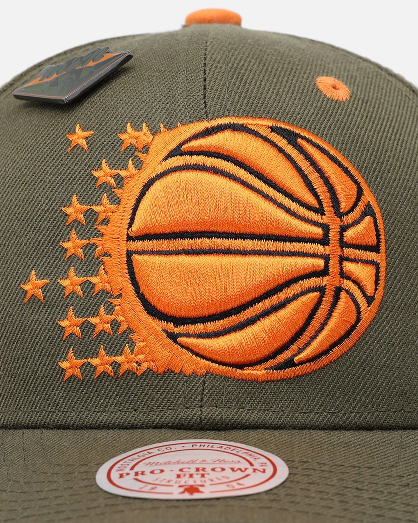 Mitchell & Ness Orlando Magic 'Harmony of Hues' Pro Crown Snapback Olive/Orange - Image 6