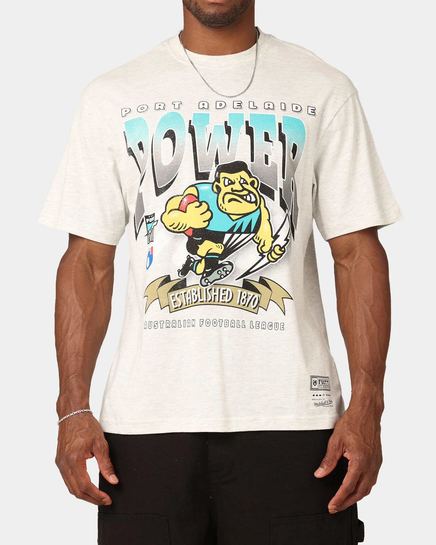 Mitchell & Ness Port Adelaide Power Character T-Shirt Silver Marle - Image 3