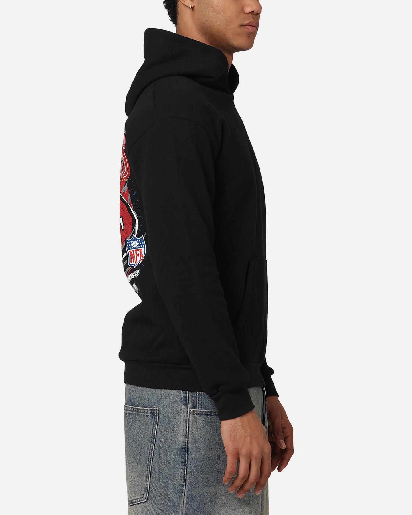 Mitchell & Ness San Francisco 49ers Flames Hoodie Faded Black - Image 5