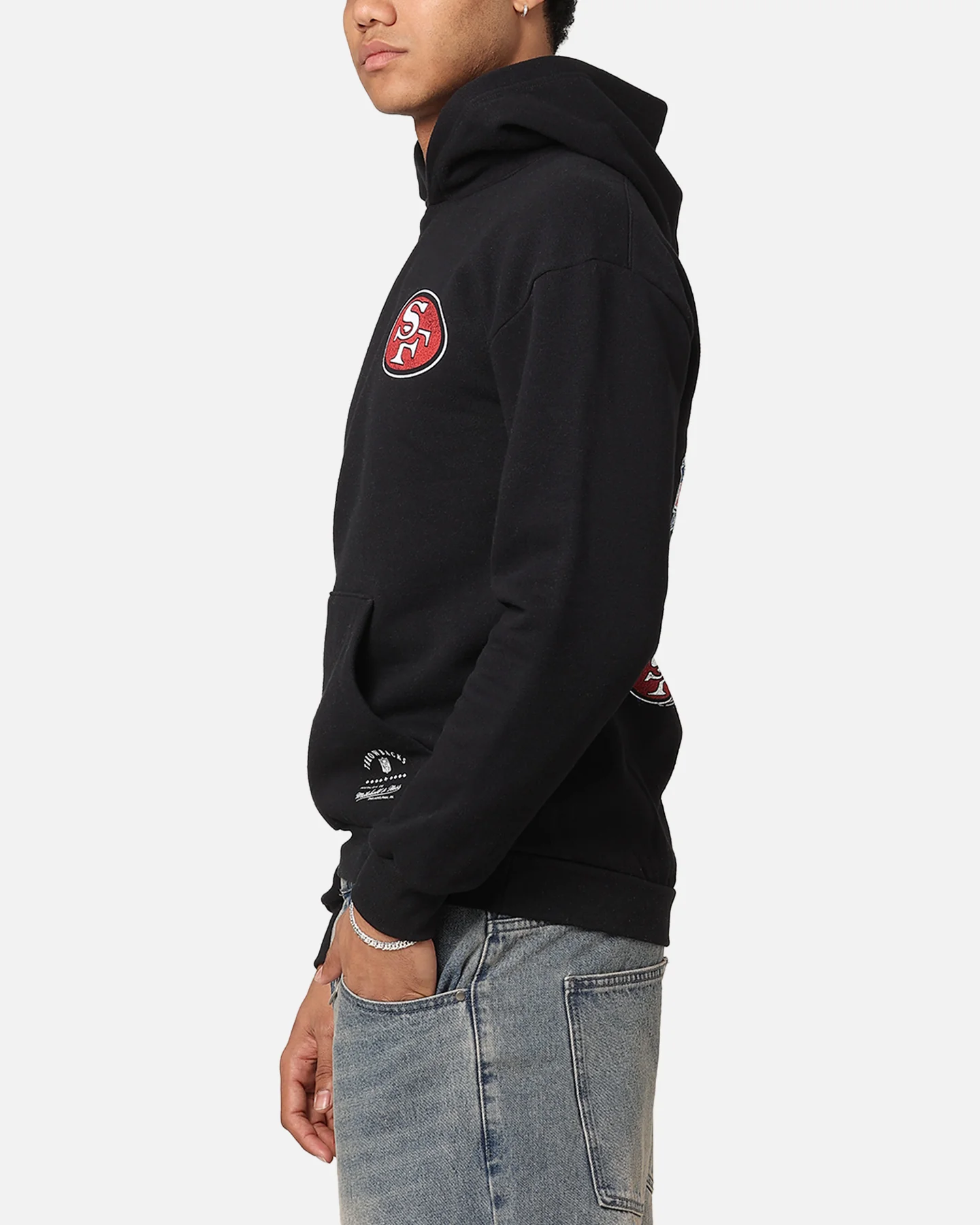Mitchell & Ness San Francisco 49ers Flames Hoodie Faded Black - Image 6