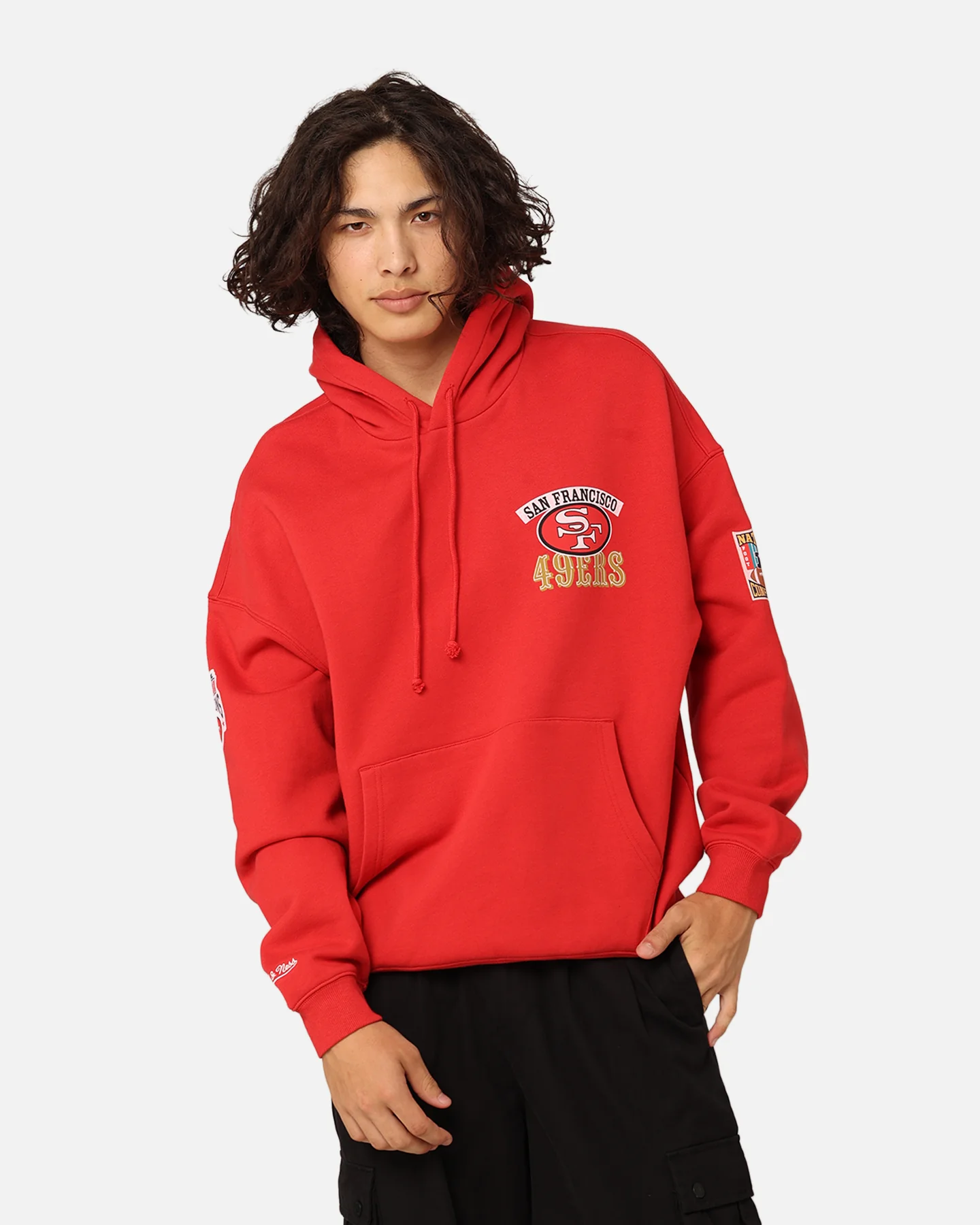 Mitchell & Ness San Francisco 49ers Super Bowl World Hoodie Faded Red - Image 2