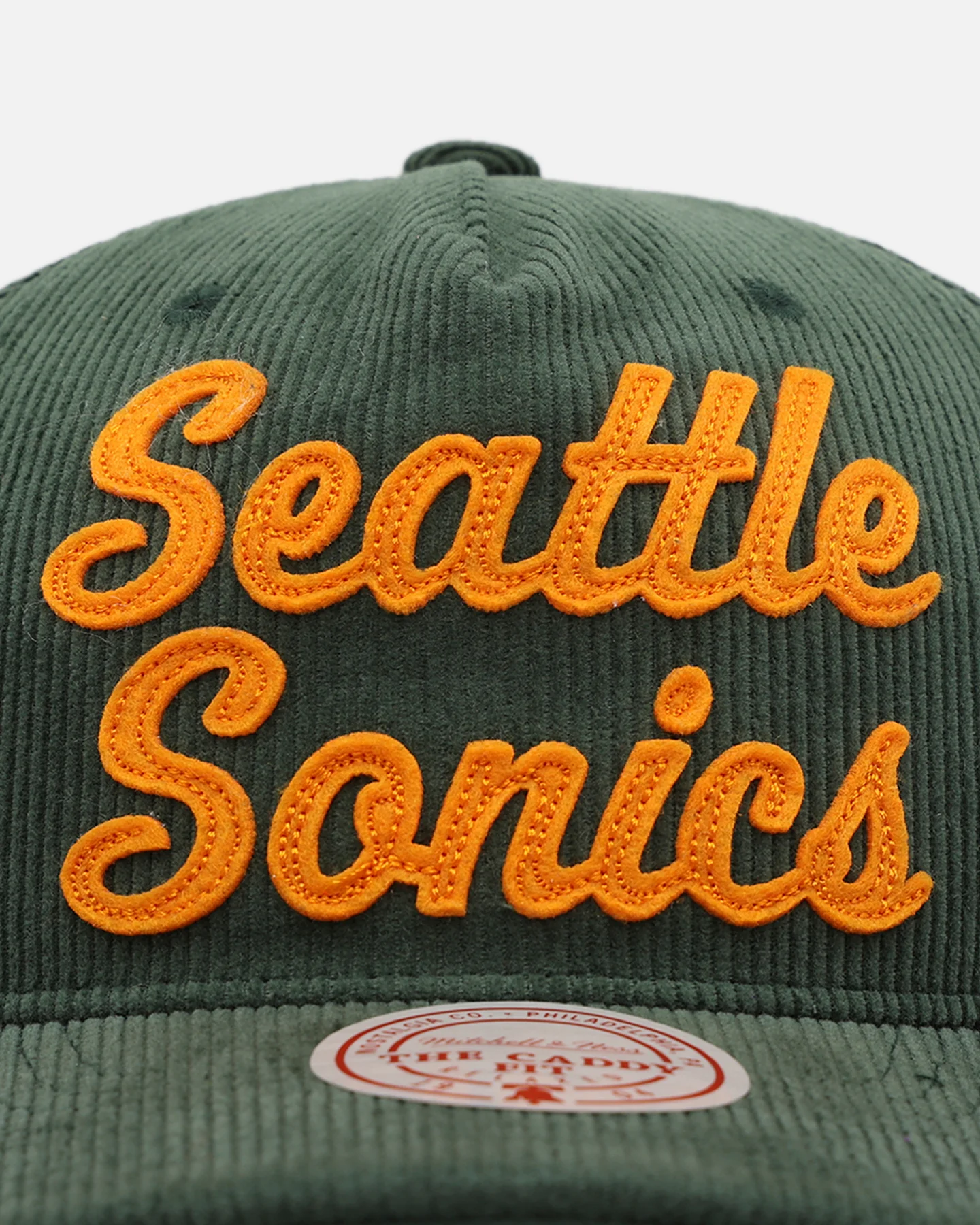 Mitchell & Ness Seattle Sonics Stack Script Corduroy Snapback Green - Image 6