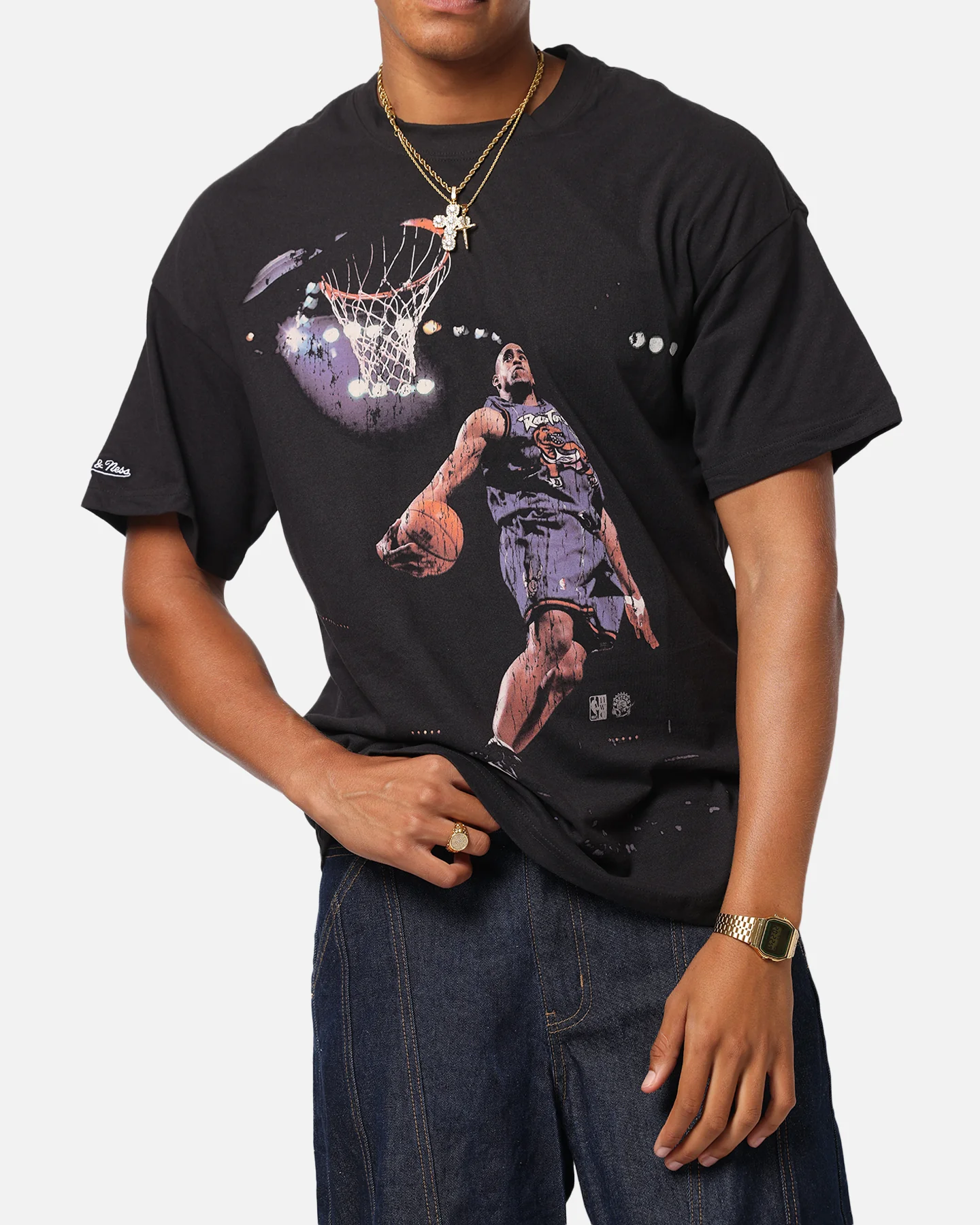 Mitchell & Ness Toronto Raptors Vince Carter Air Canada T-Shirt Overdyed Black - Image 7