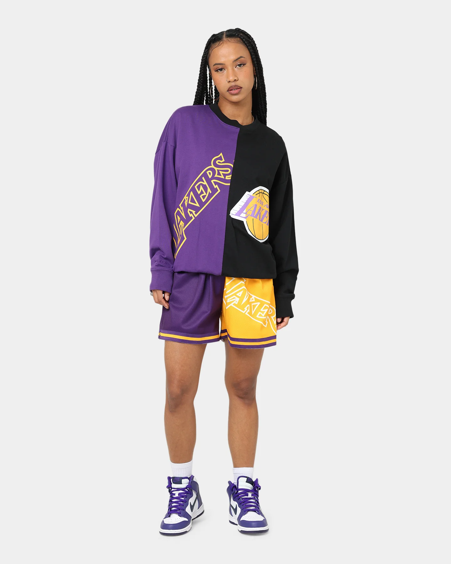 Mitchell & Ness Women's Los Angeles Lakers Big Face 5.0 Crewneck Purple - Image 2