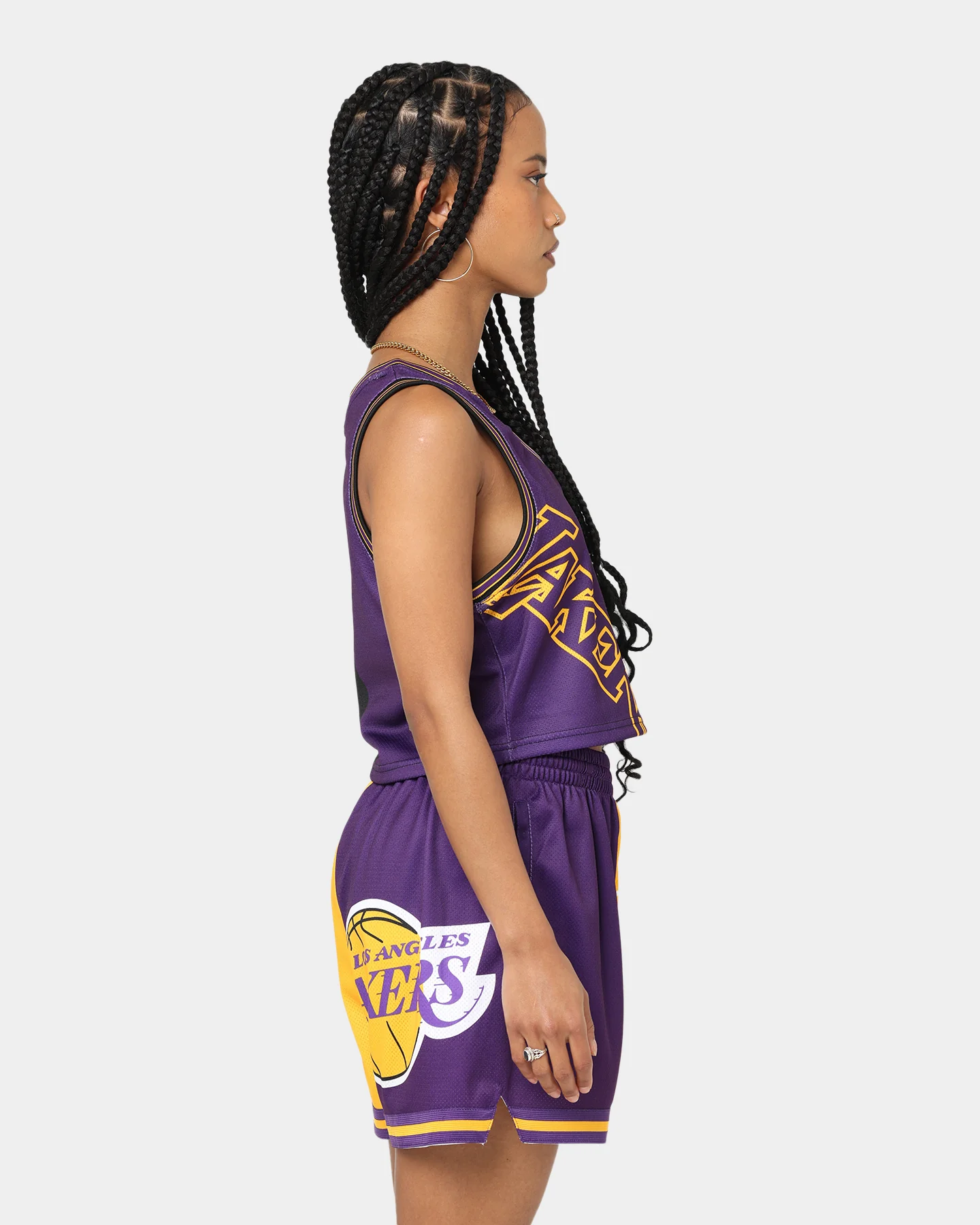 Mitchell & Ness Women's Los Angeles Lakers Big Face 5.0 Crop Tank Top Purple - Image 5