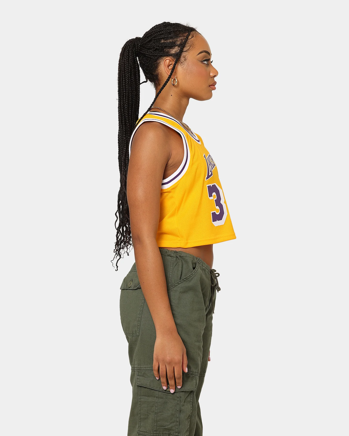 Mitchell & Ness Women's Los Angeles Lakers Earvin "Magic" Johnson #32 NBA Cropped Jersey Yellow/Purple - Image 4