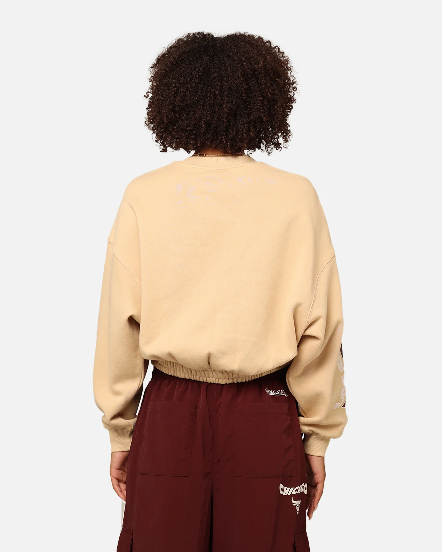 Mitchell & Ness Women's Los Angeles Raiders Dazed Cropped Crewneck Warm Sand - Image 4