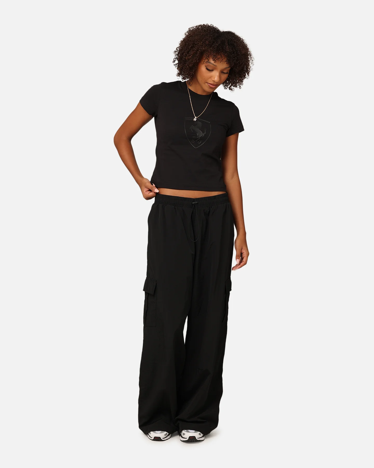 Mitchell & Ness Women's Oakland Raiders Wavey Text Cargo Pants Black - Image 2
